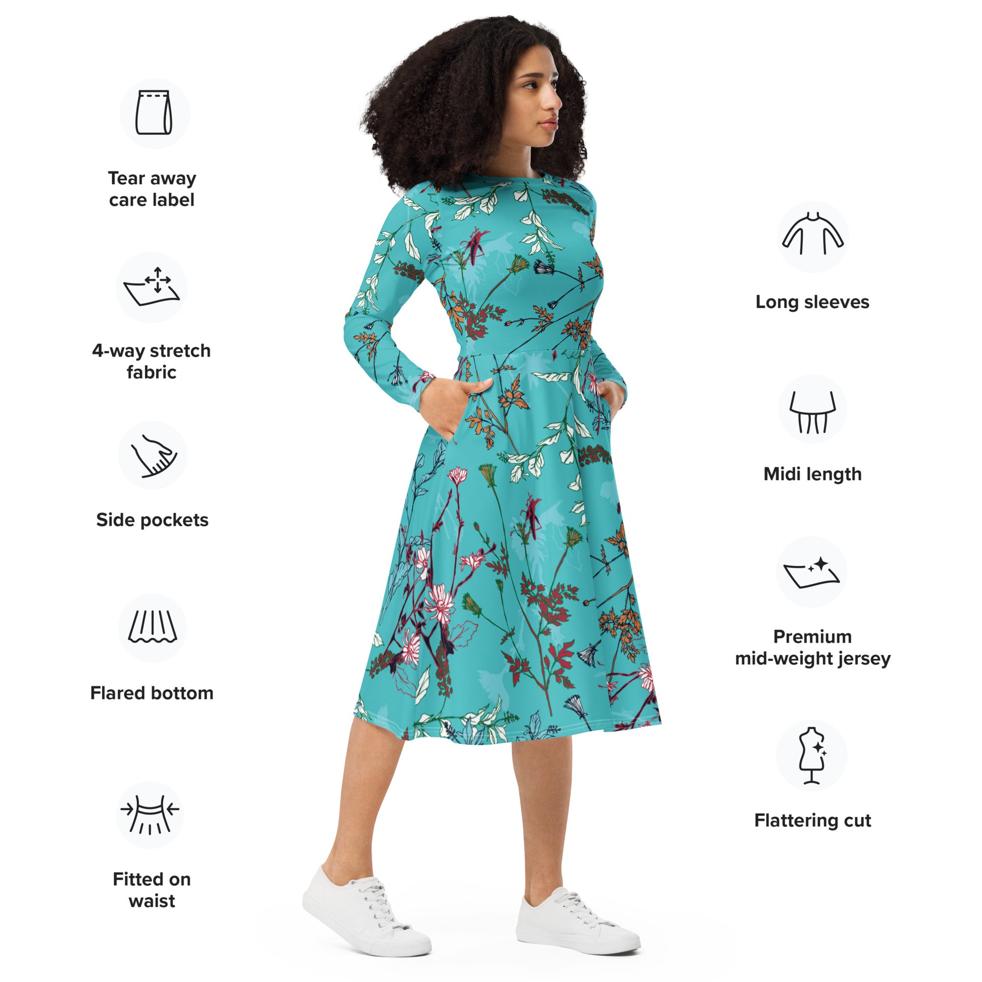 Hailey Long Sleeve Midi Dress Activewear Well Hailey Long Sleeve Midi Dress Activewear Well