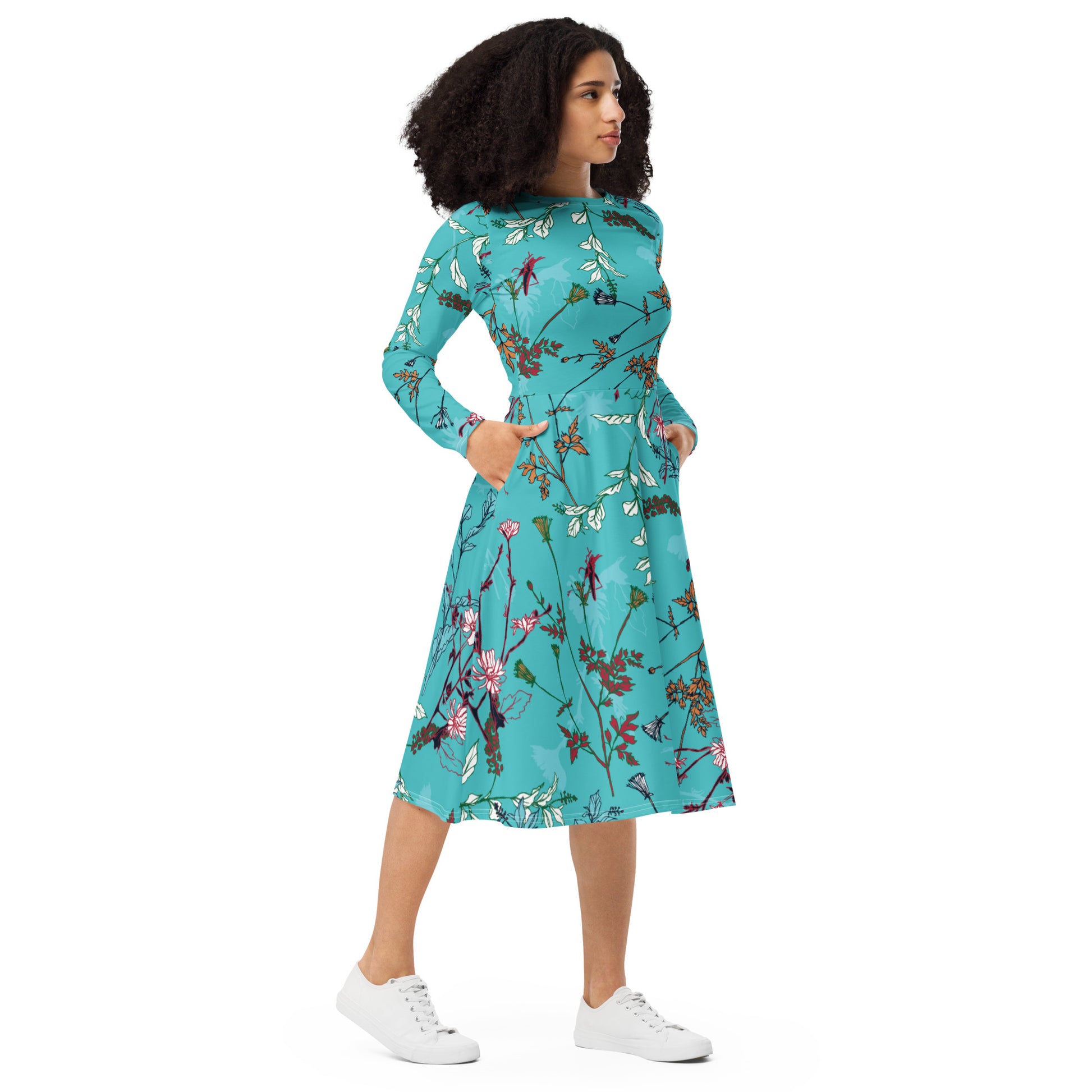 Hailey Long Sleeve Midi Dress Activewear Well Hailey Long Sleeve Midi Dress Activewear Well