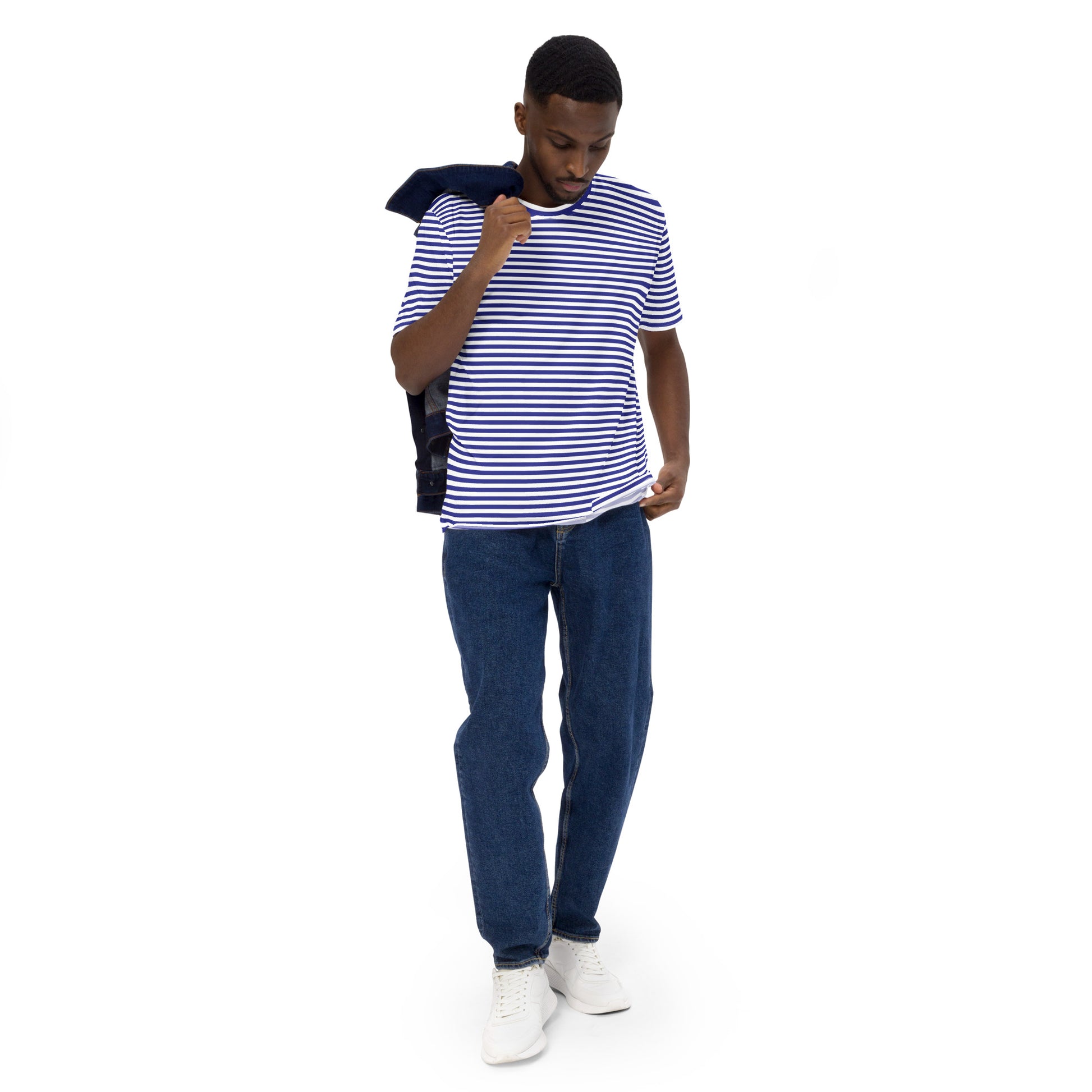 Men's Blue Striped Casual T-Shirt - Activewear Well