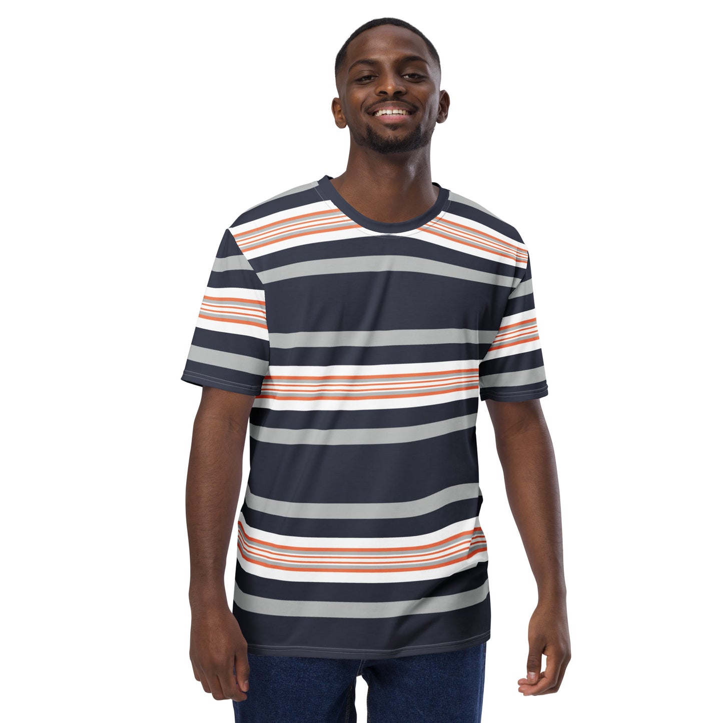 Men's Grey Striped T-Shirt - Activewear Well