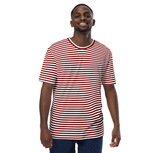 Men's Burgundy Striped T-Shirt - Activewear Well