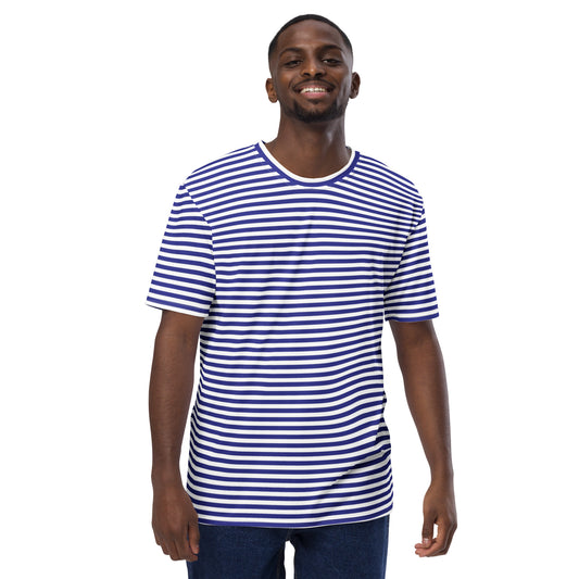 Men's Blue Striped Casual T-Shirt - Activewear Well