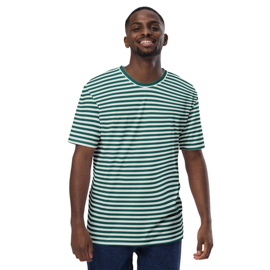 Men's Green Striped T-Shirt - Activewear Well