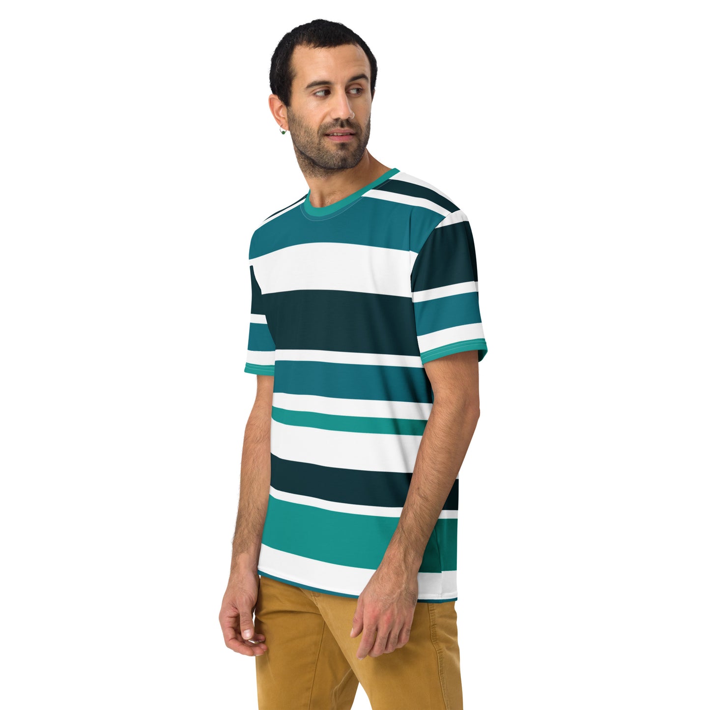 Men's Green Striped T-Shirt - Activewear Well