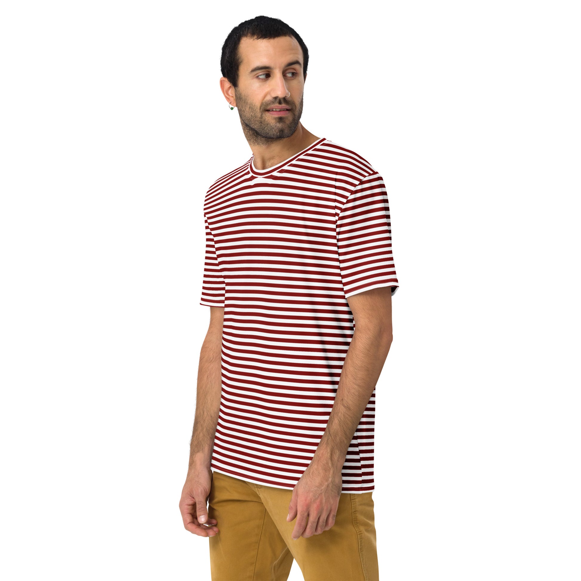 Men's Burgundy Striped T-Shirt - Activewear Well
