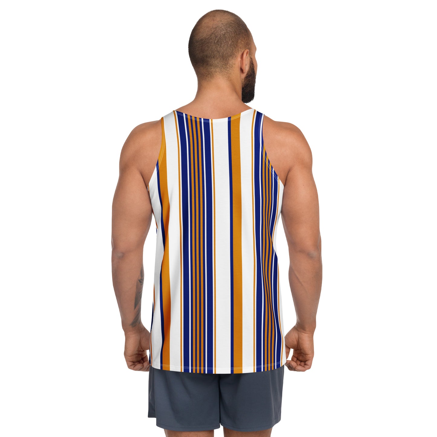 Men's Orange Striped Tank Top