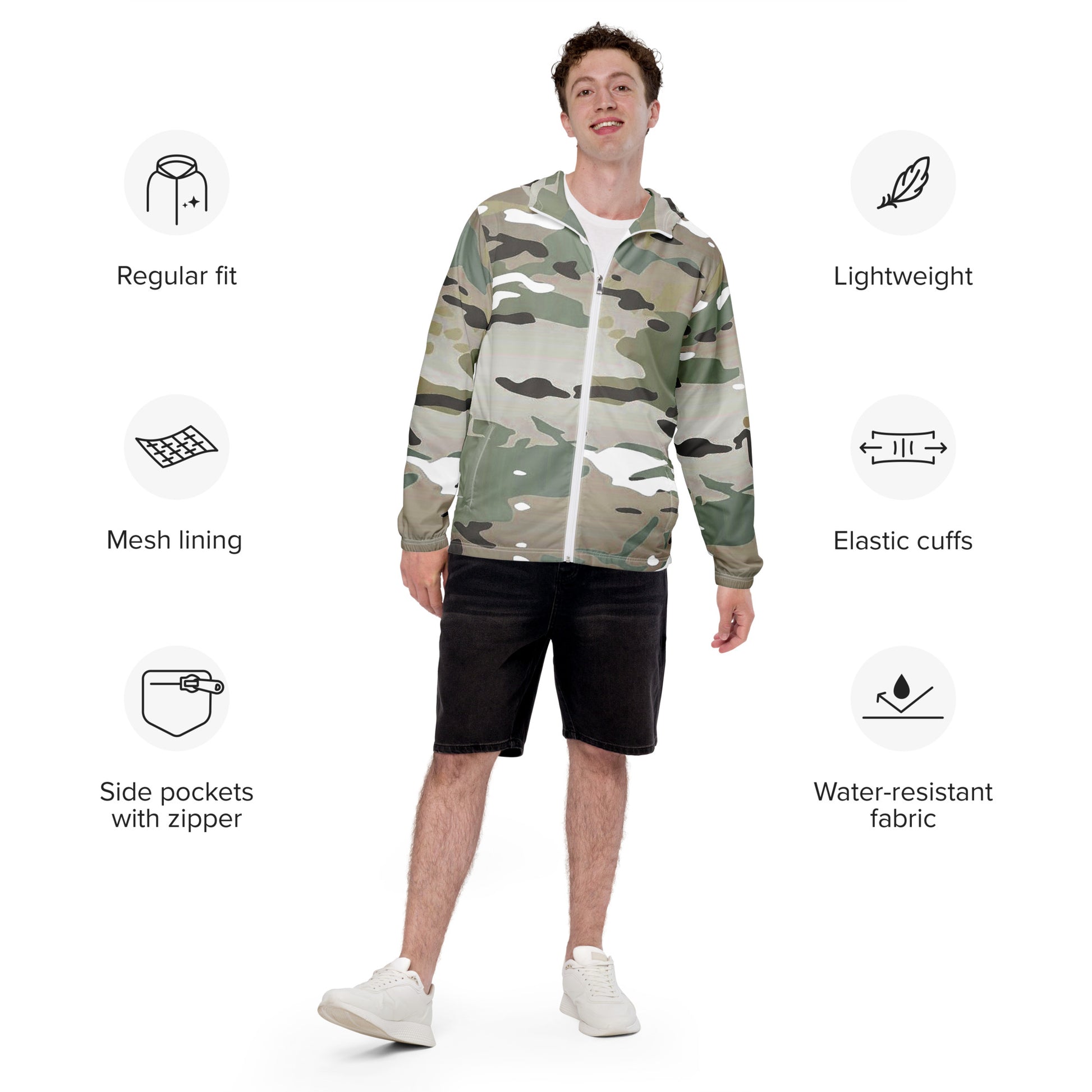 Desert Camo Men’s Windbreaker - Activewear Well