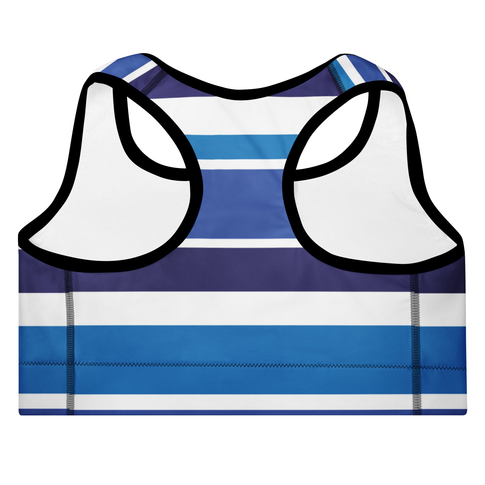 Blue Striped Padded Sports Bra - Activewear Well