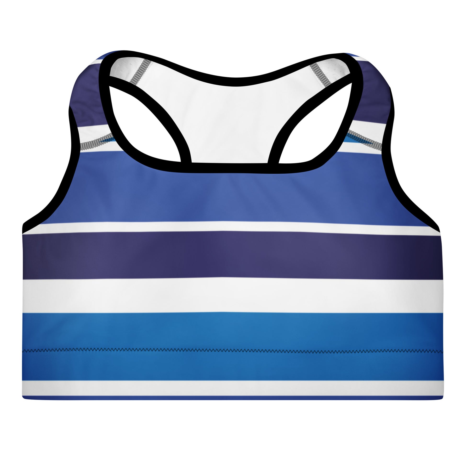 Blue Striped Padded Sports Bra - Activewear Well
