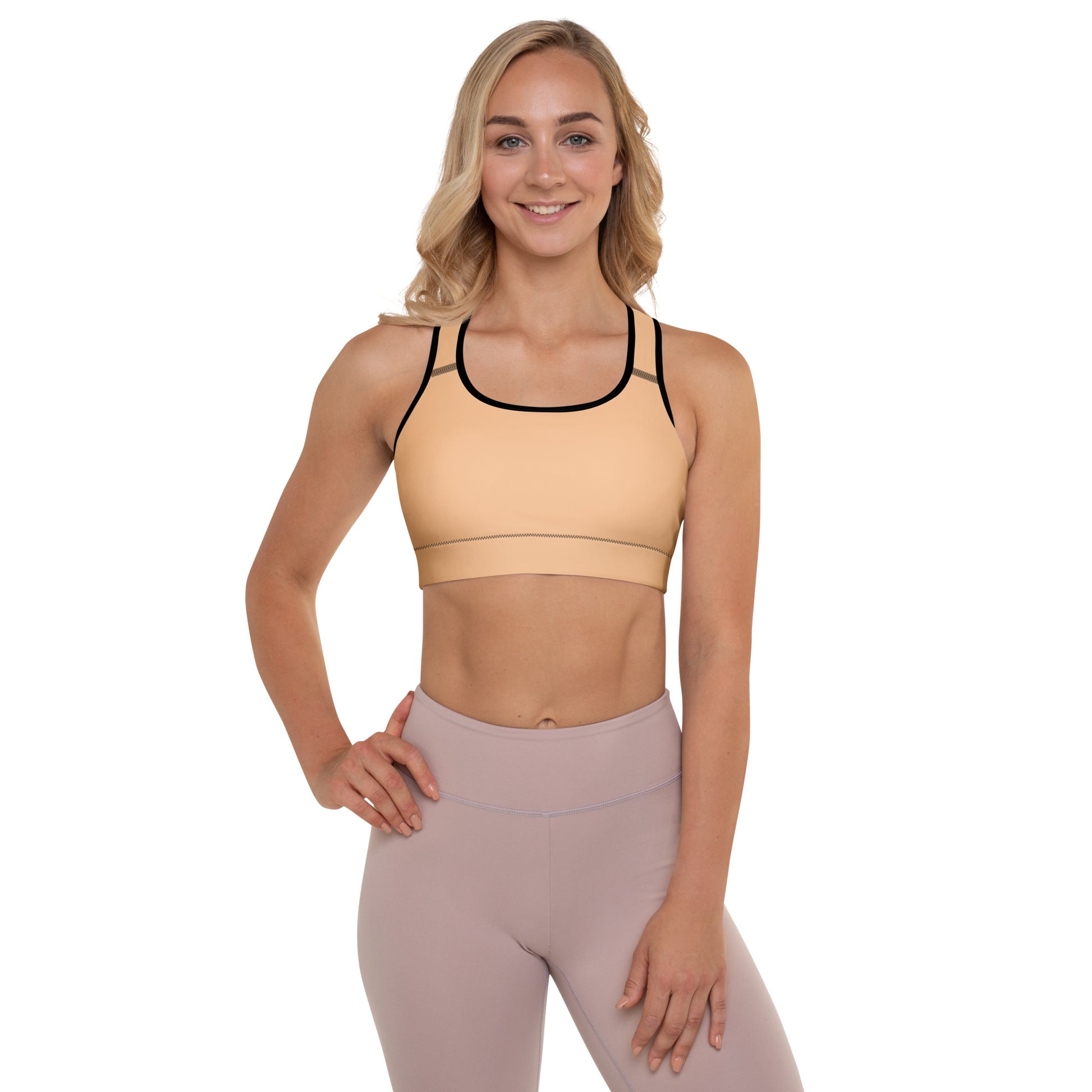 Beige Padded Sports Bra - Activewear Well