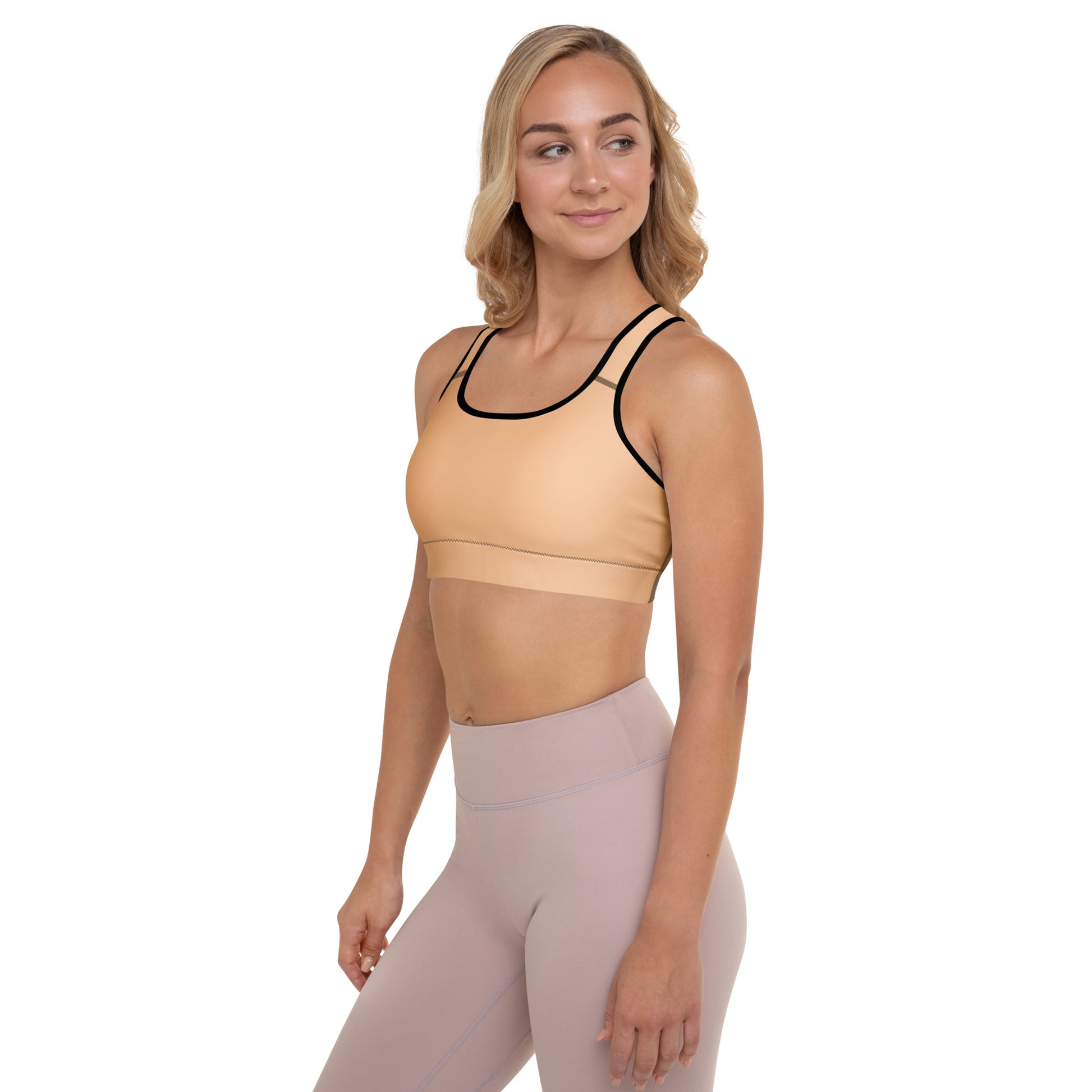 Beige Padded Sports Bra - Activewear Well