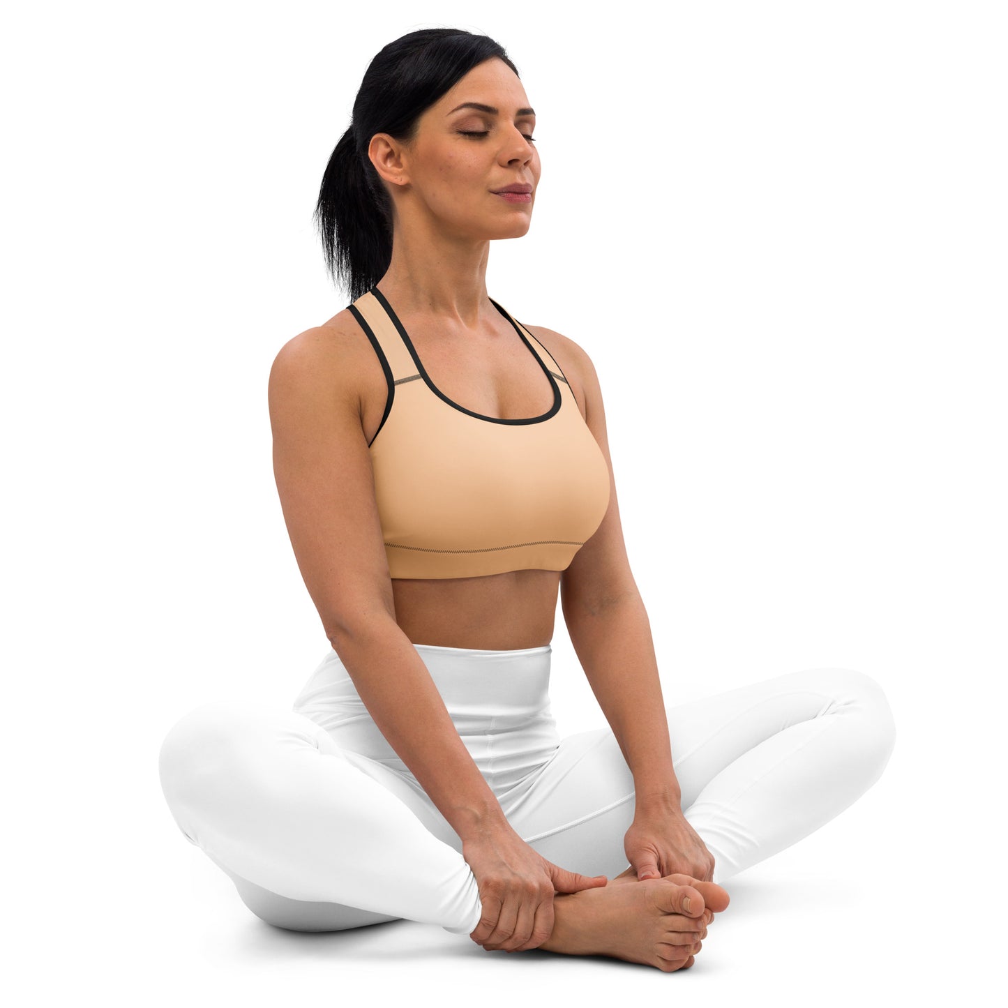Beige Padded Sports Bra - Activewear Well