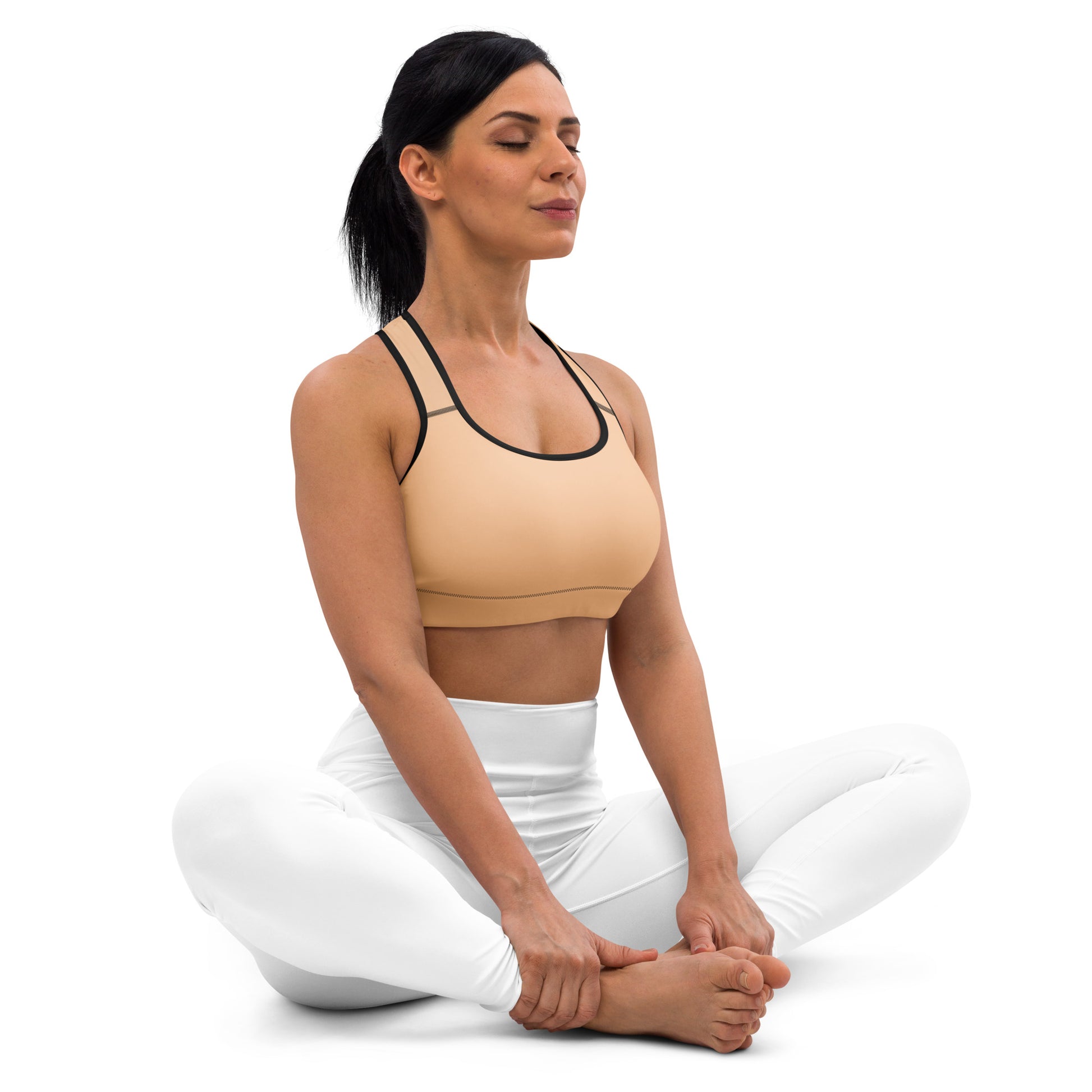 Beige Padded Sports Bra - Activewear Well