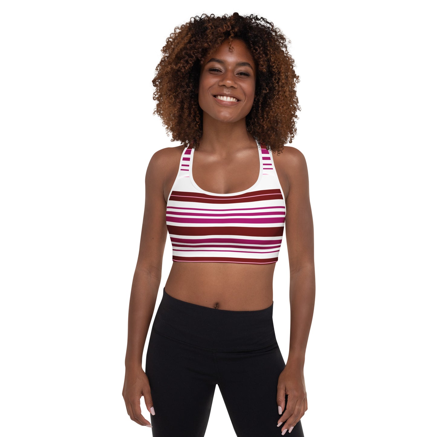 Purple Striped Padded Sports Bra - Activewear Well