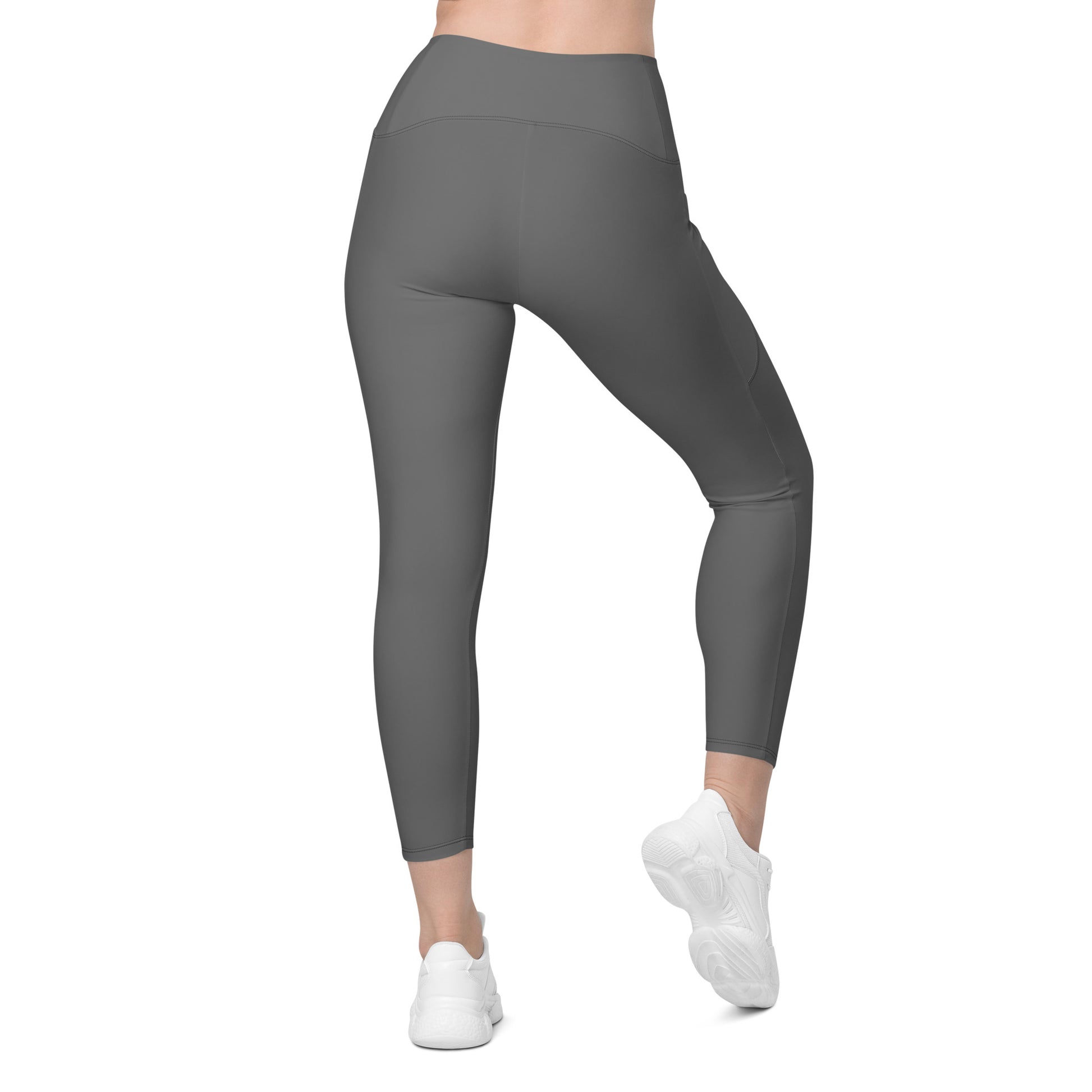 Grey High-Rise Leggings with pockets - Activewear Well