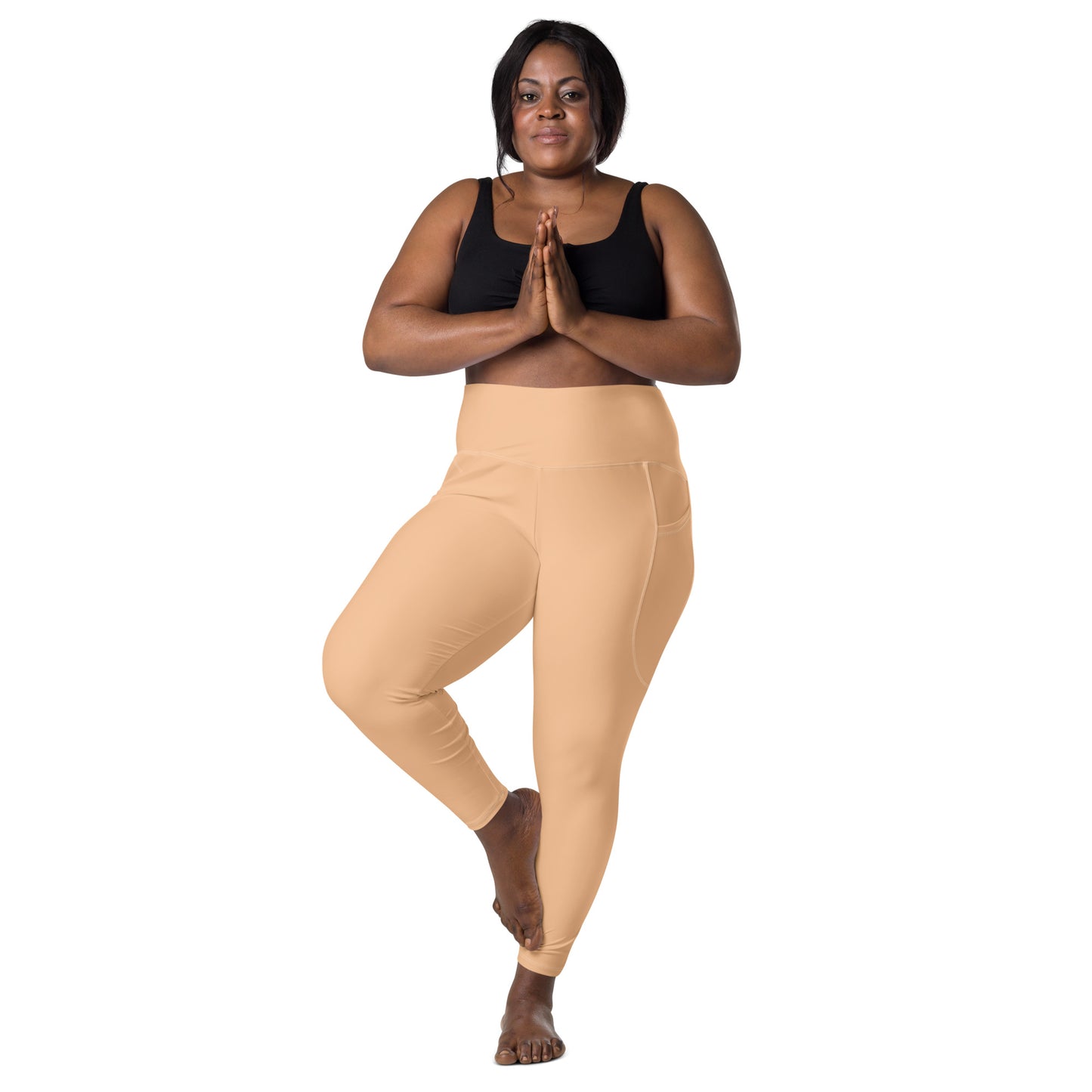 Beige High-Rise Leggings with pockets - Activewear Well