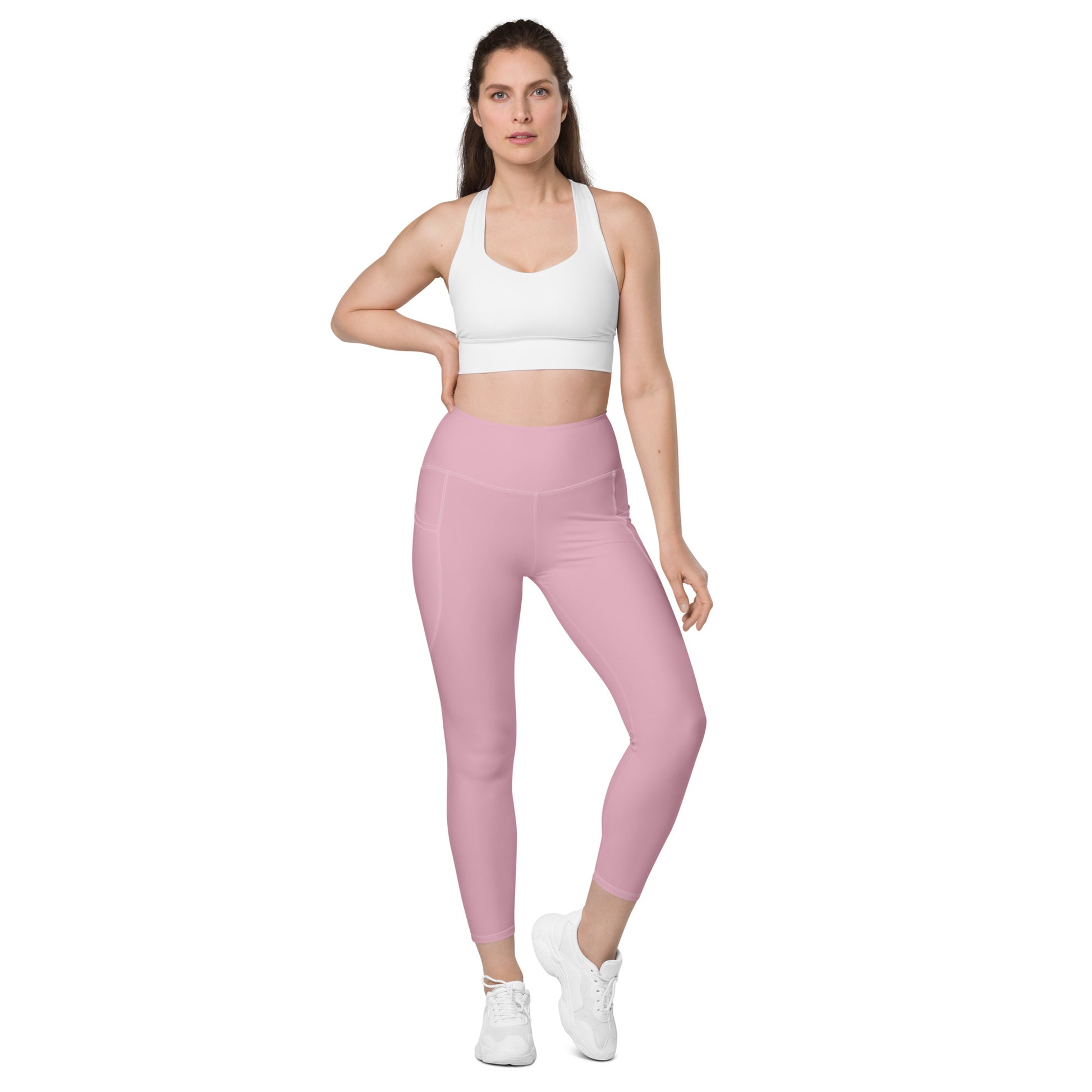 Neutral Pink Tight Leggings with Pockets - Activewear Well