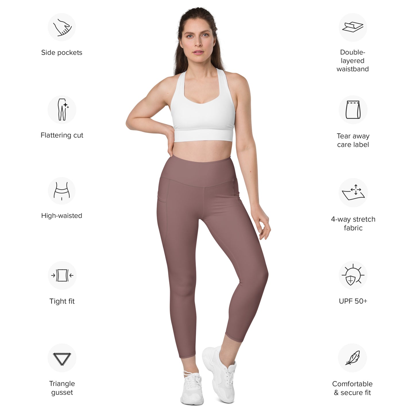 Light Brown Tight Leggings with Pockets - Activewear Well