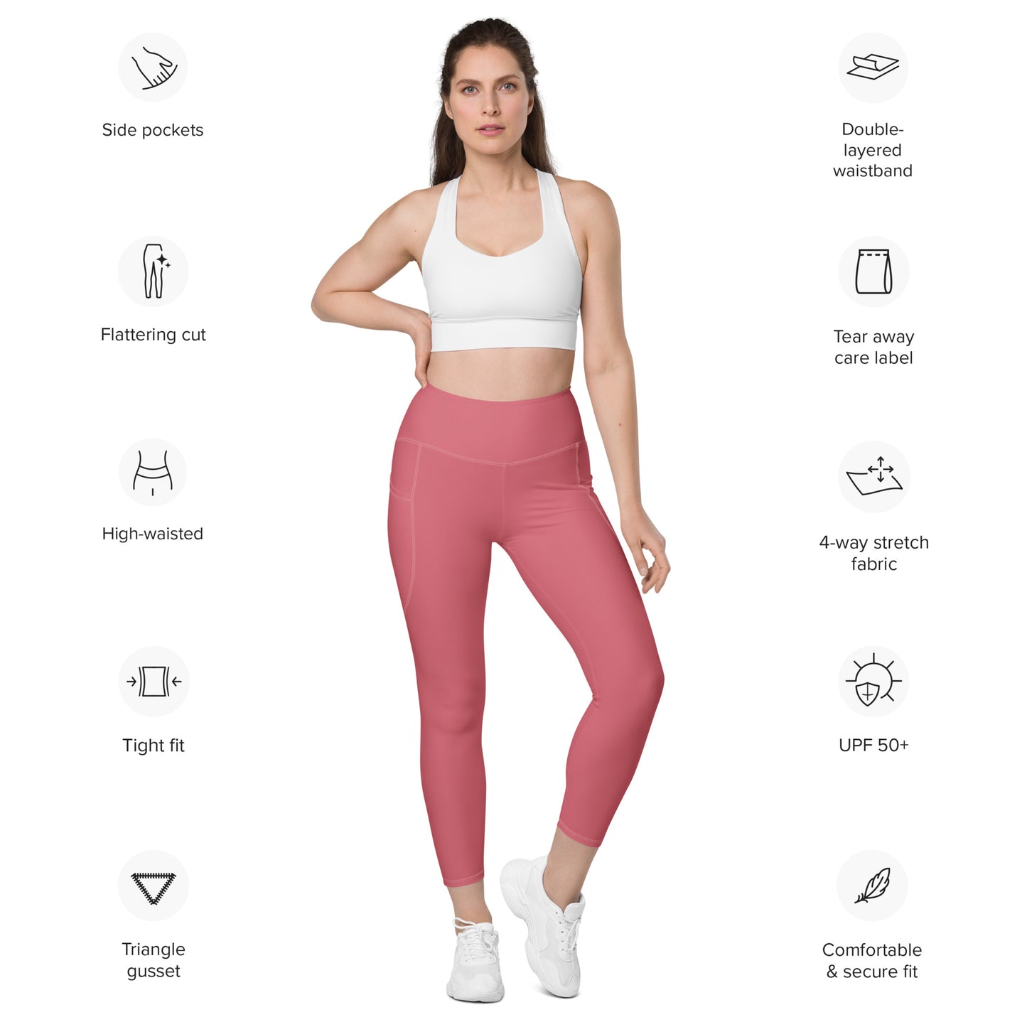 Pink Tight Leggings with Pockets - Activewear Well