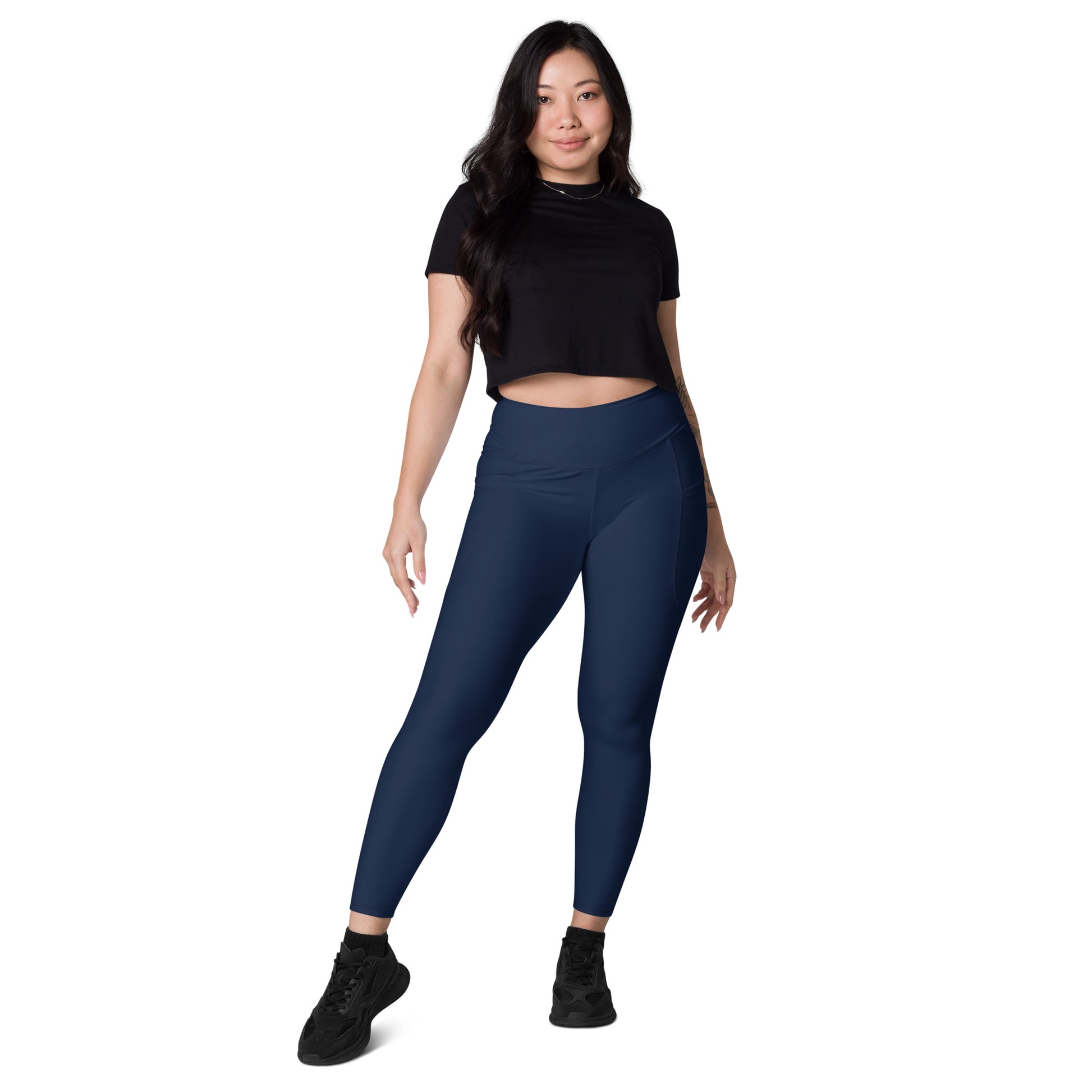Navy High-Rise Leggings with pockets - Activewear Well