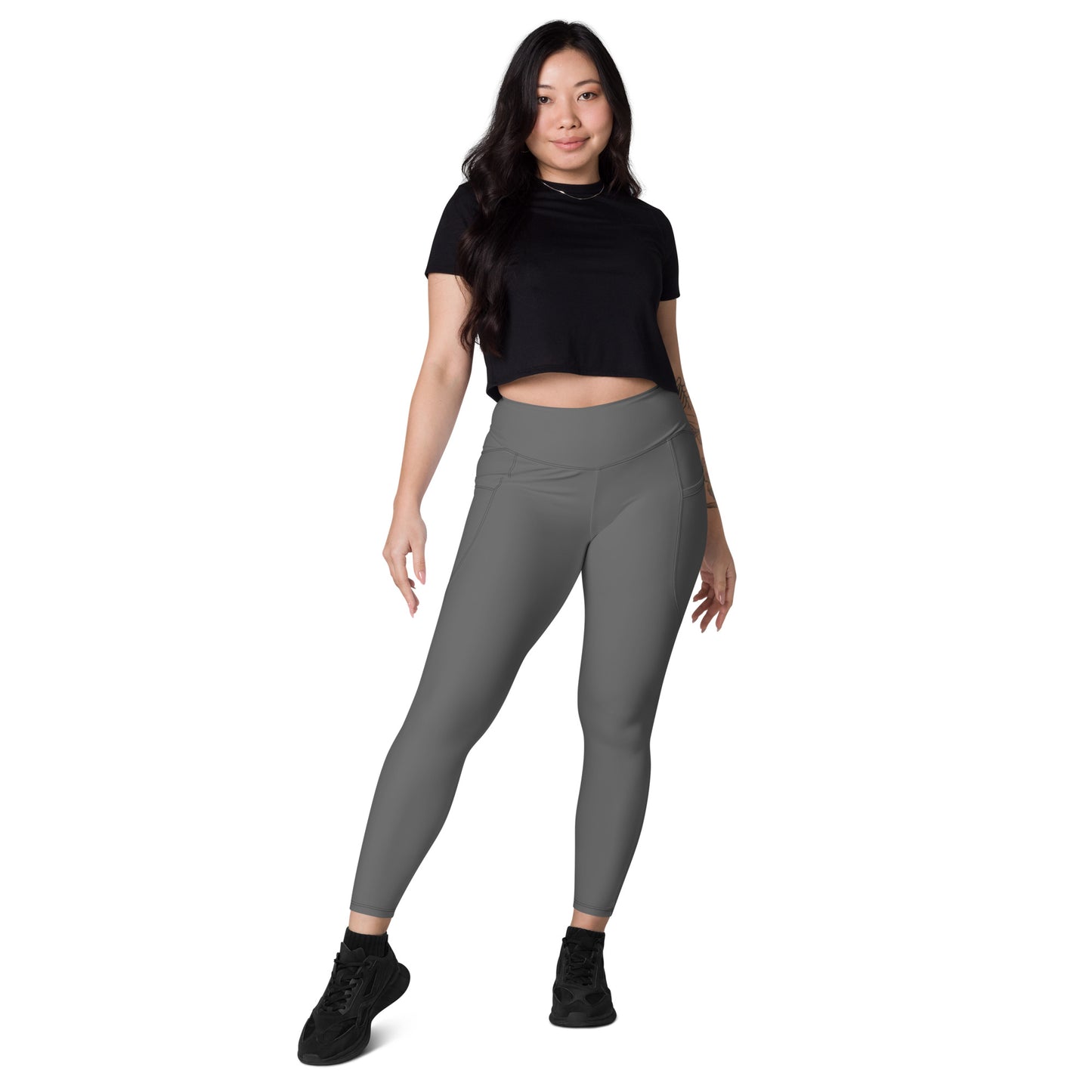 Grey High-Rise Leggings with pockets - Activewear Well