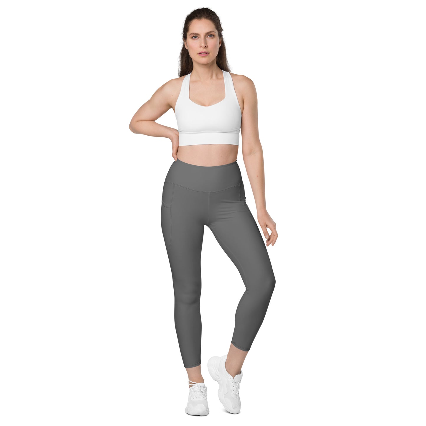 Grey High-Rise Leggings with pockets - Activewear Well