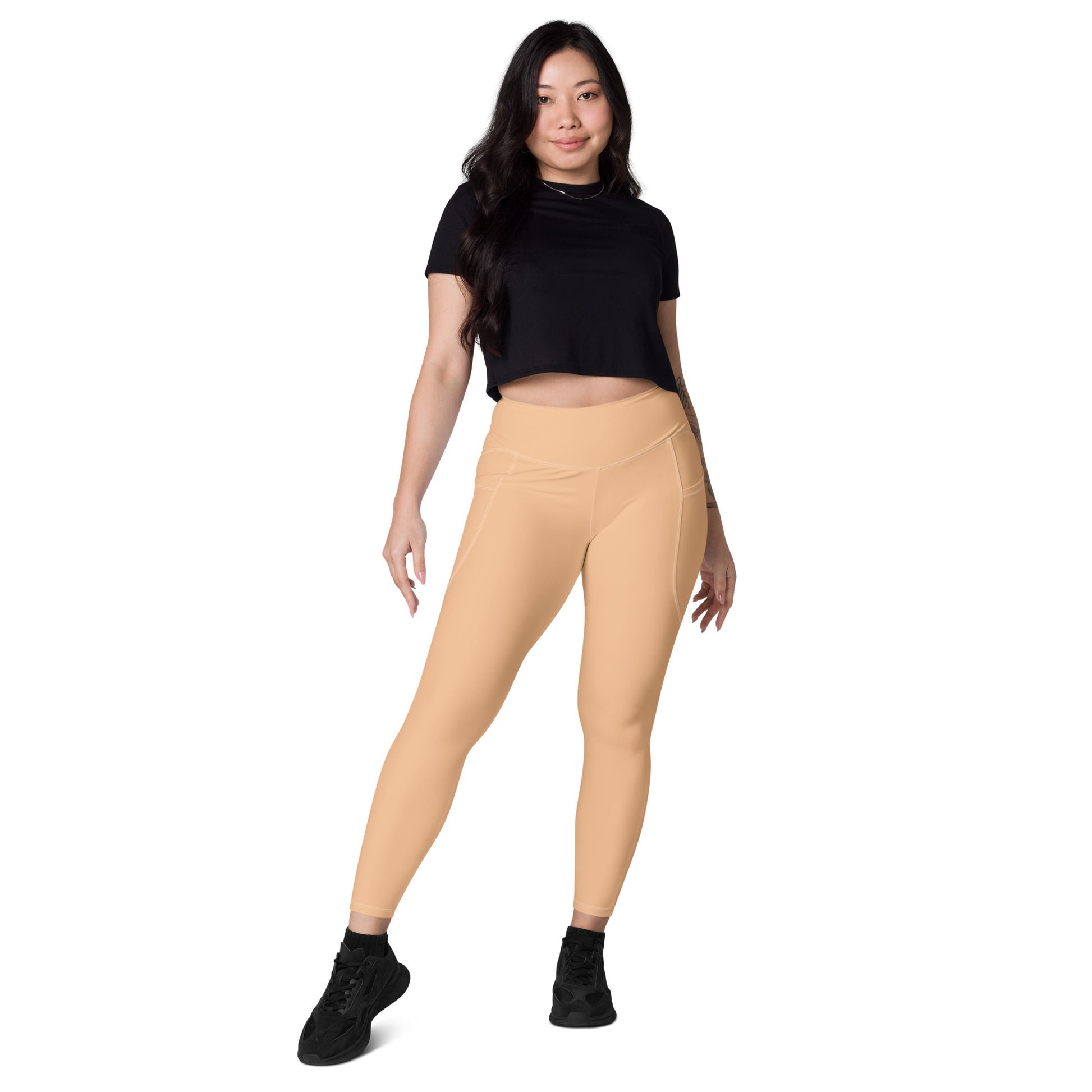 Beige High-Rise Leggings with pockets - Activewear Well