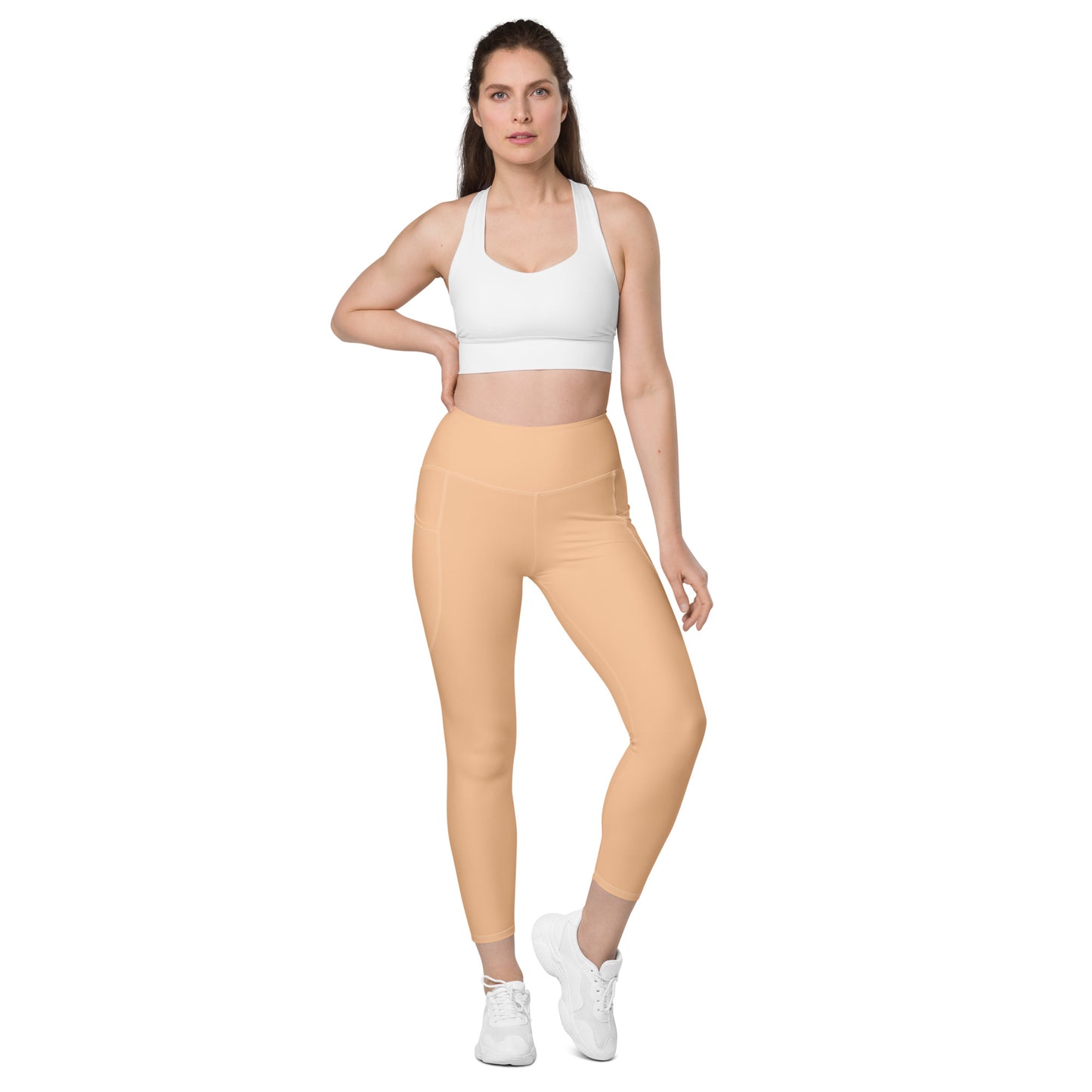 Beige High-Rise Leggings with pockets - Activewear Well
