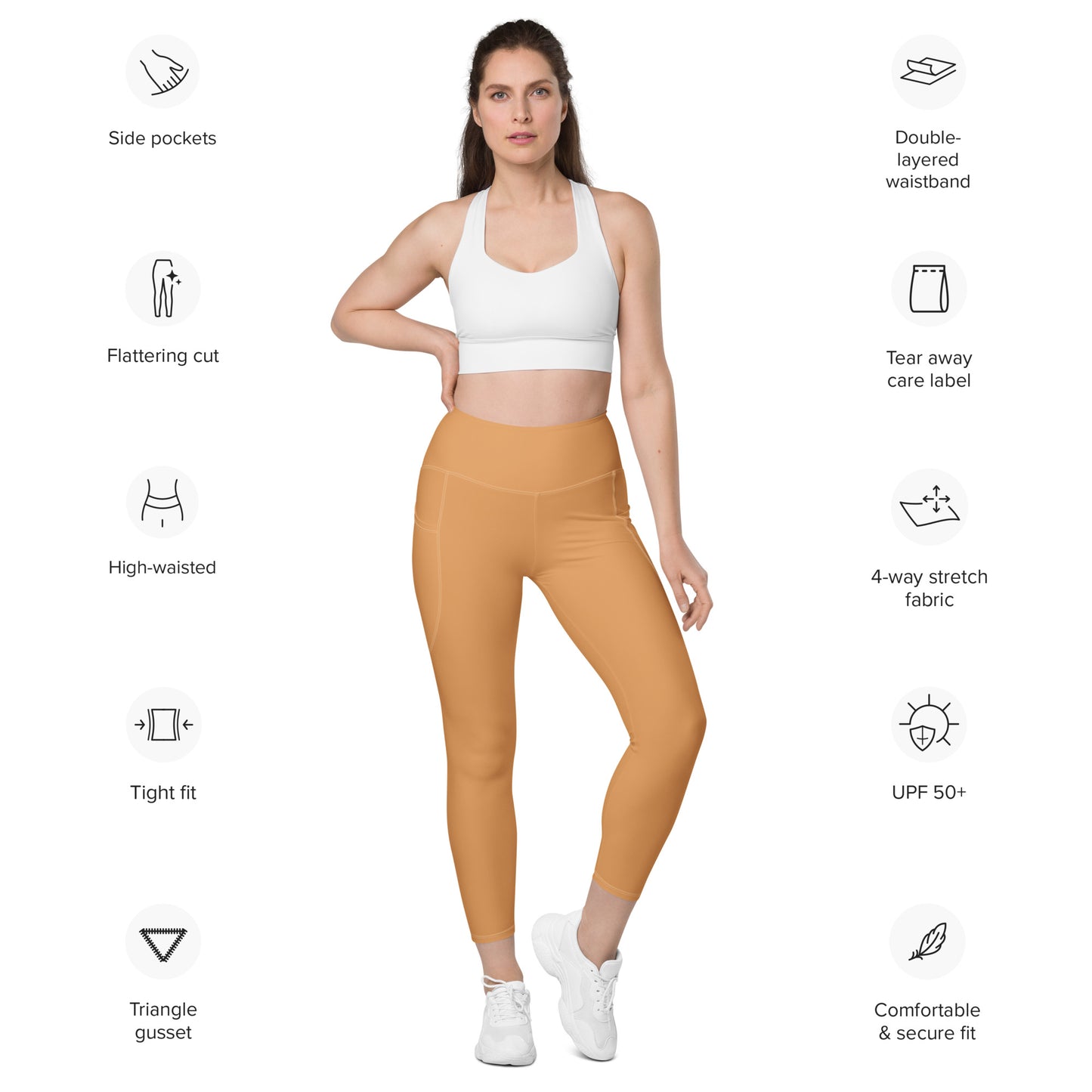 Sepia High-Rise Leggings with pockets - Activewear Well