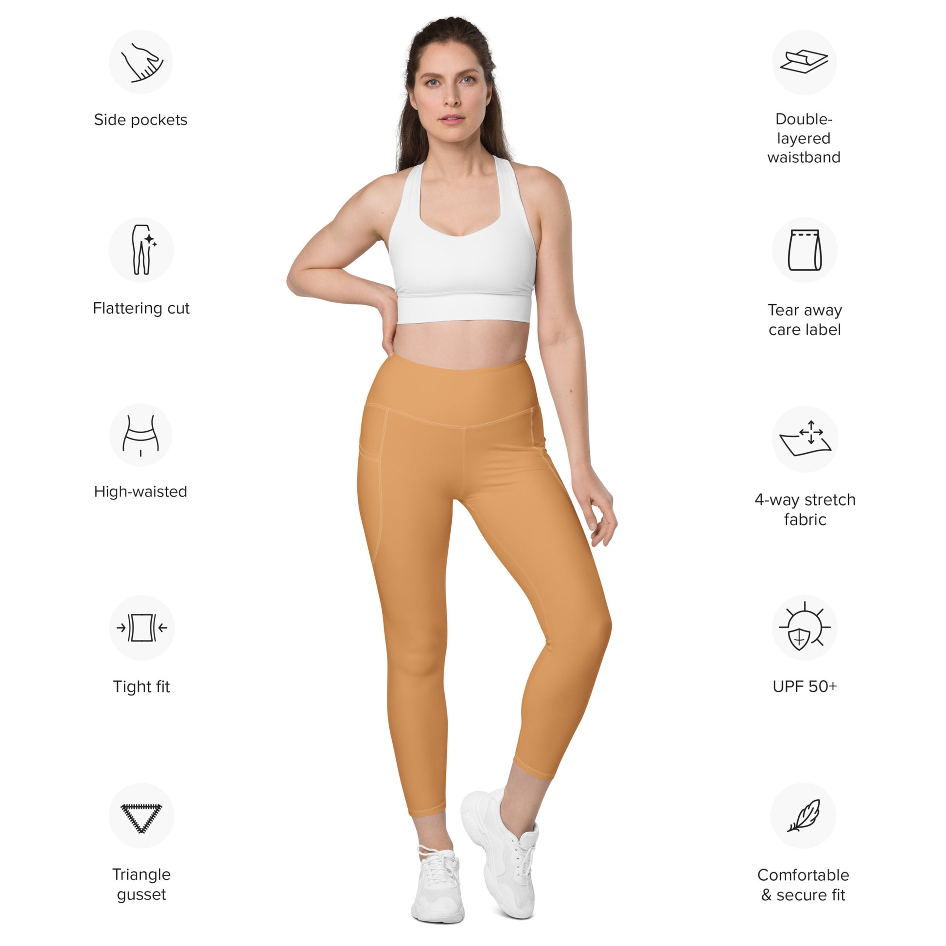 Sepia High-Rise Leggings with pockets - Activewear Well
