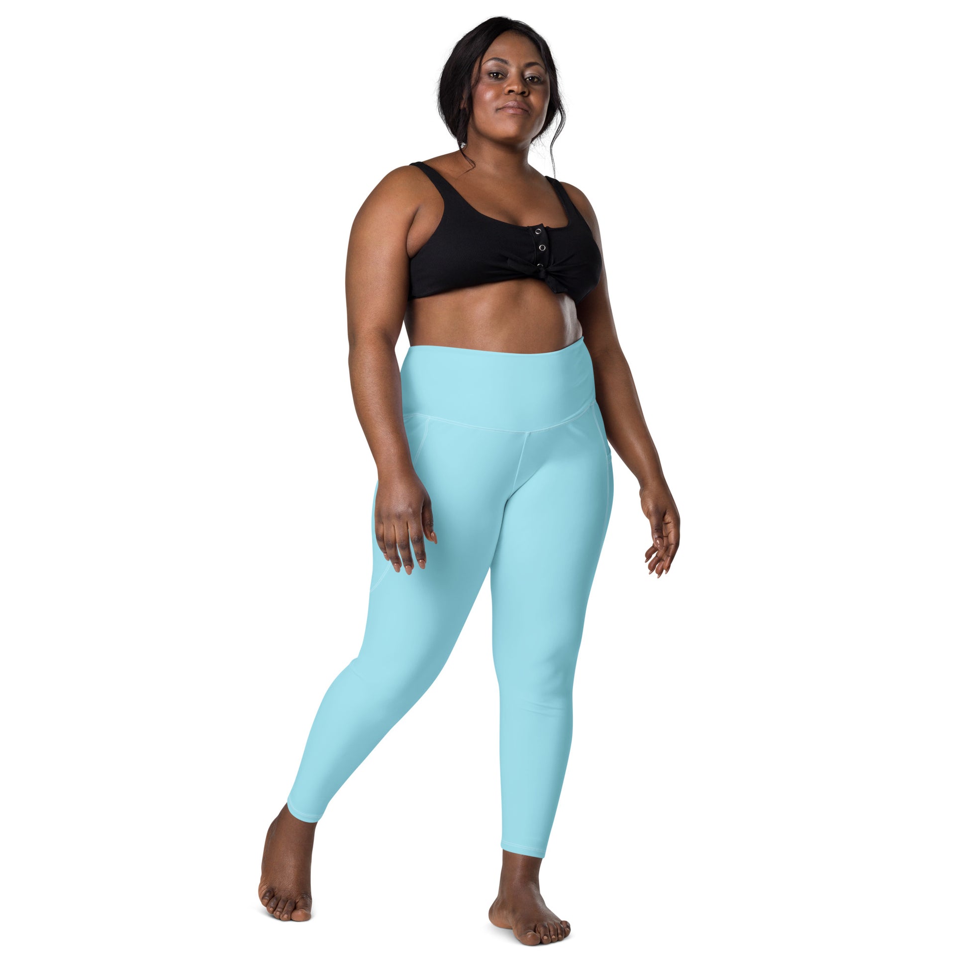 Blue high-Rise Leggings with pockets - Activewear Well