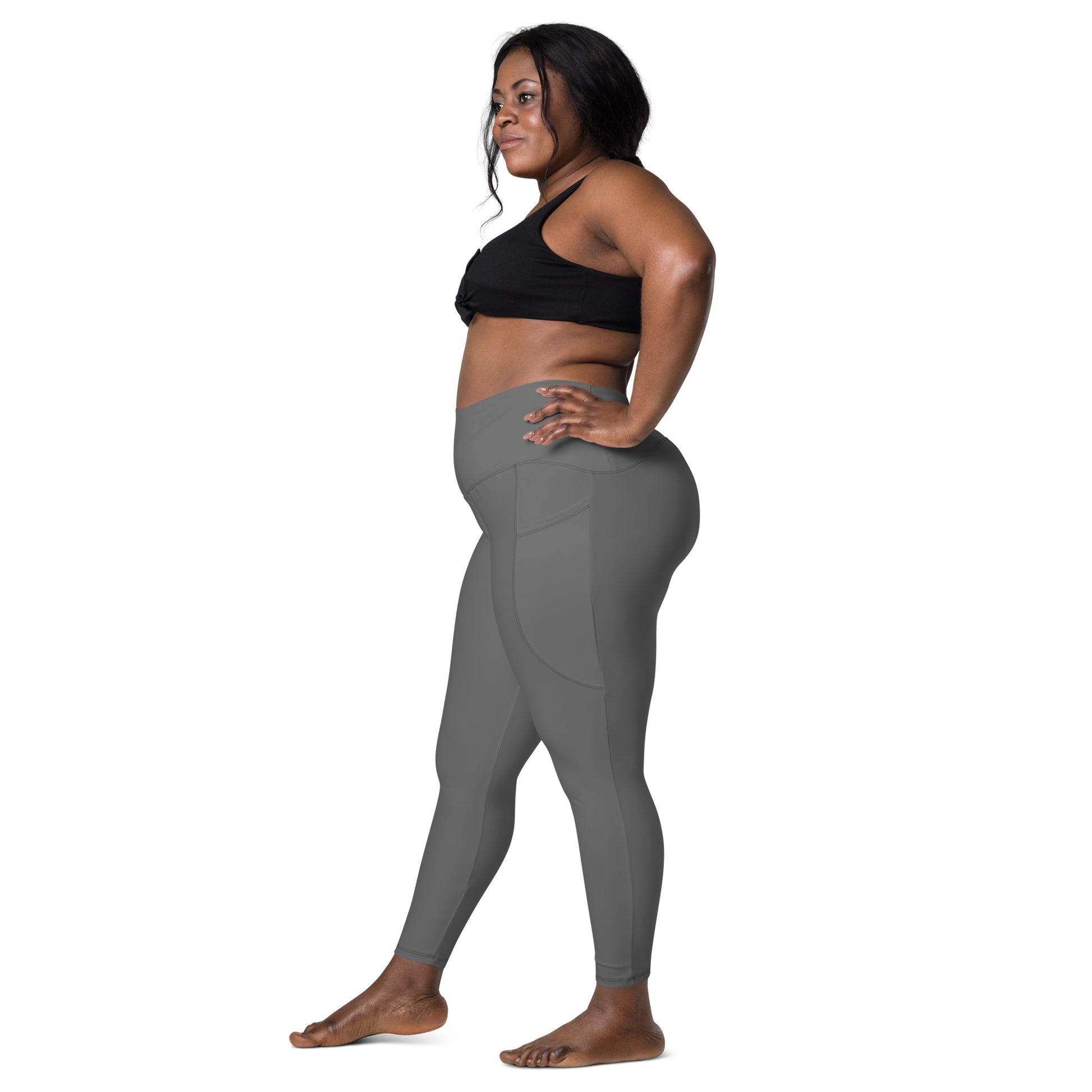 Grey High-Rise Leggings with pockets - Activewear Well