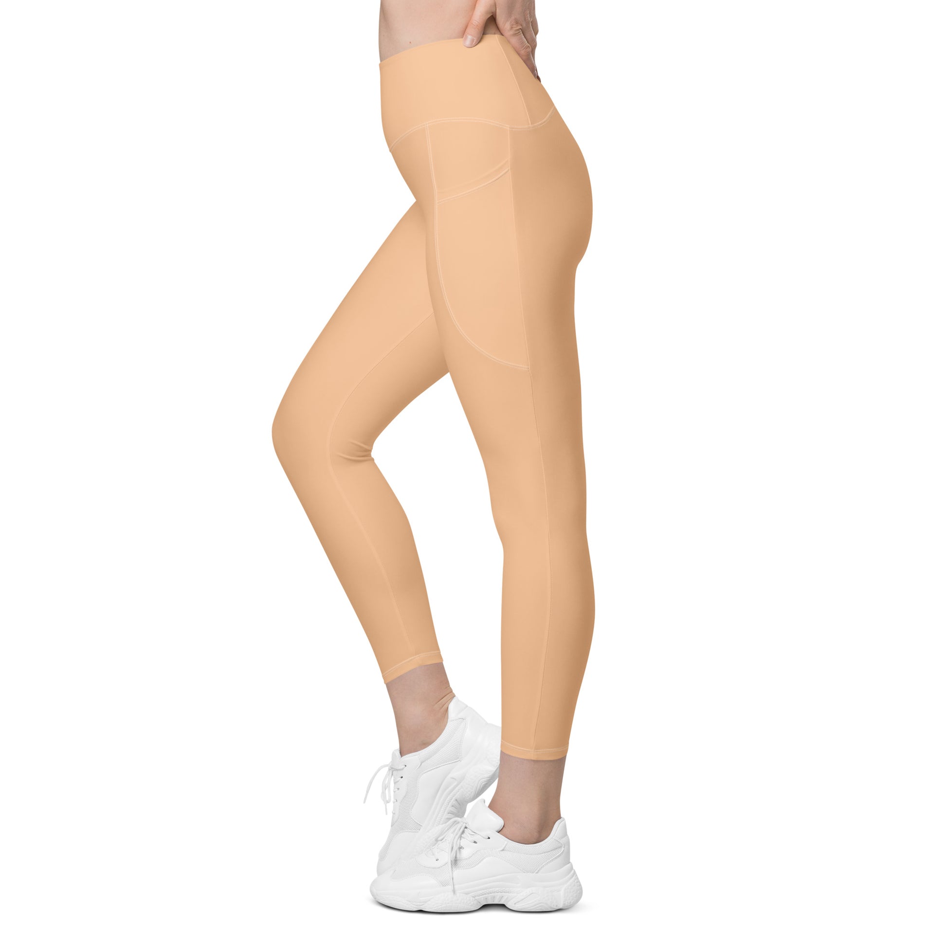 Beige High-Rise Leggings with pockets - Activewear Well