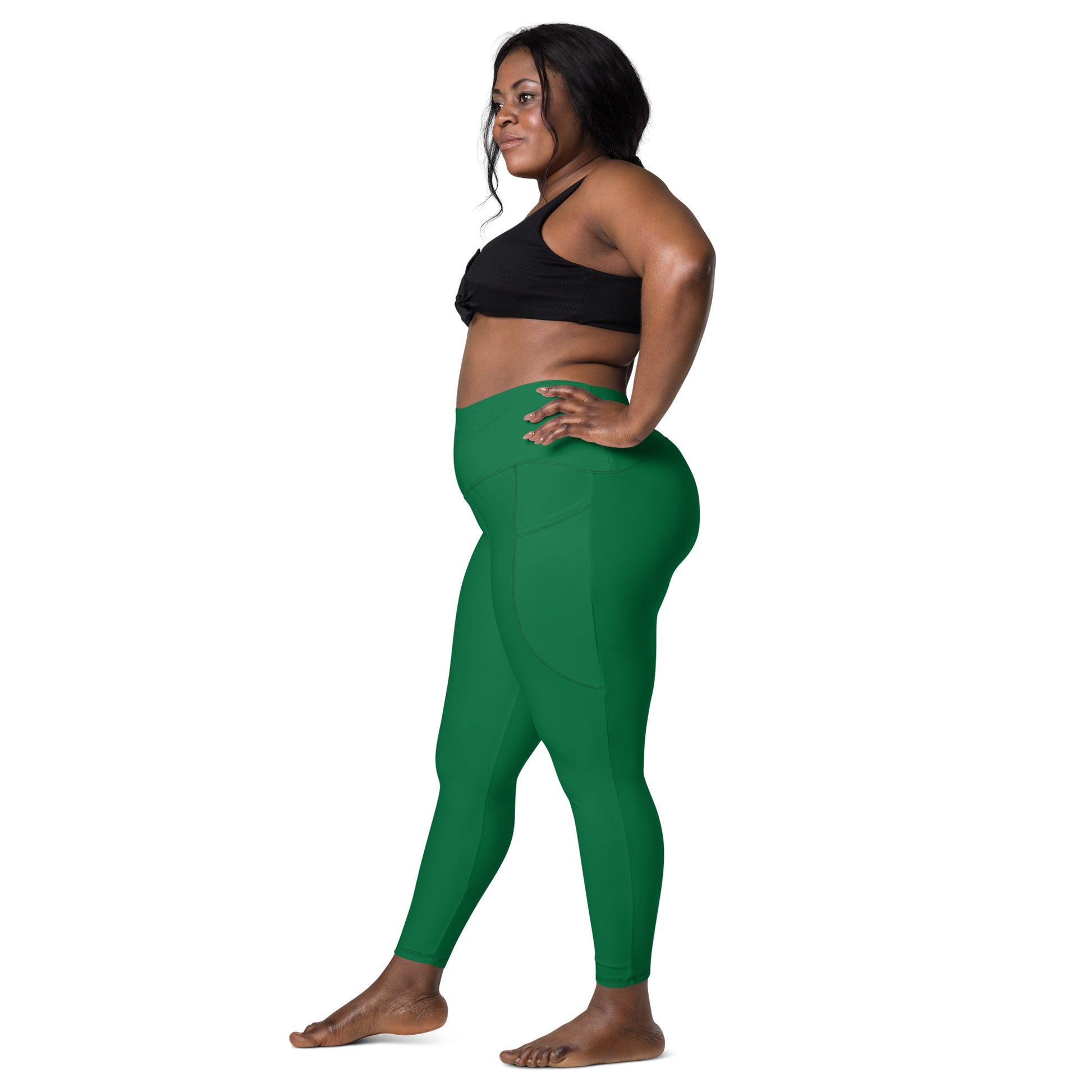 Green High-Rise Leggings with pockets - Activewear Well