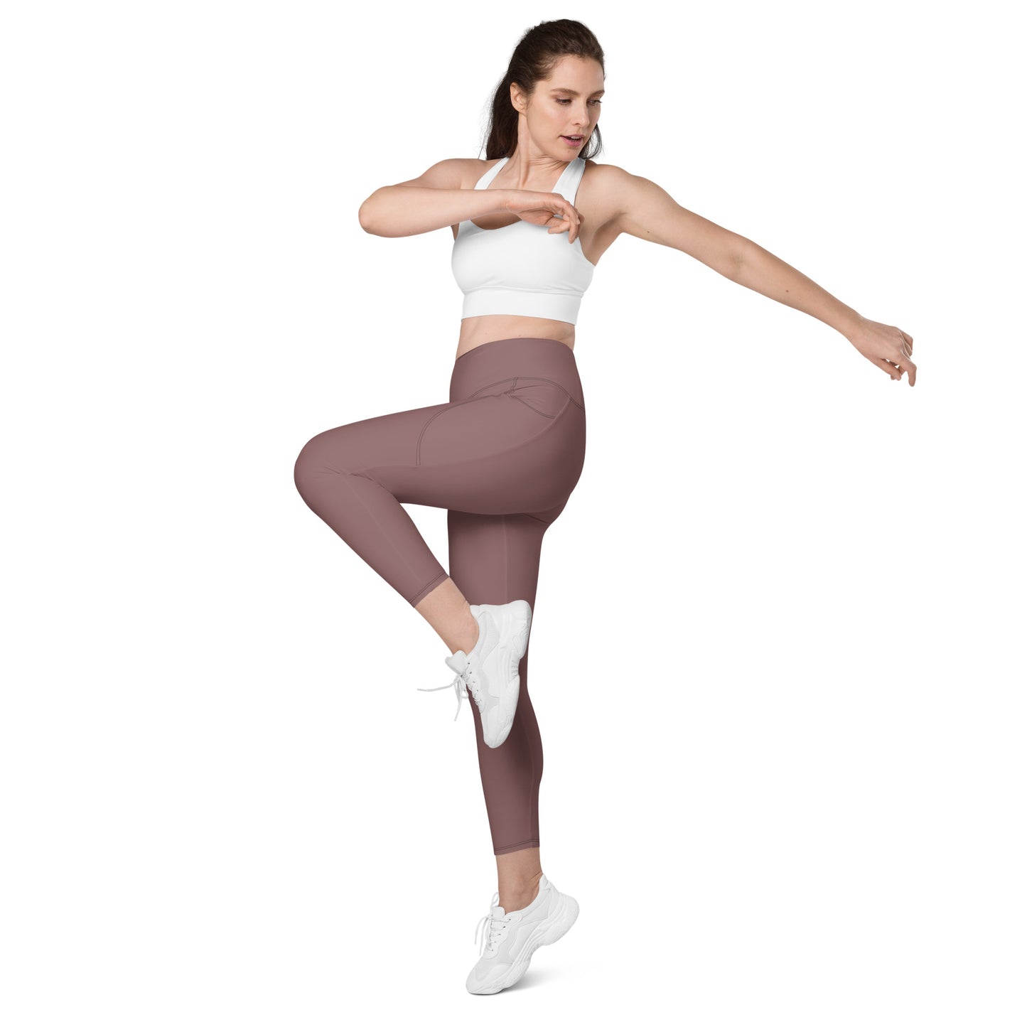 Light Brown Tight Leggings with Pockets - Activewear Well