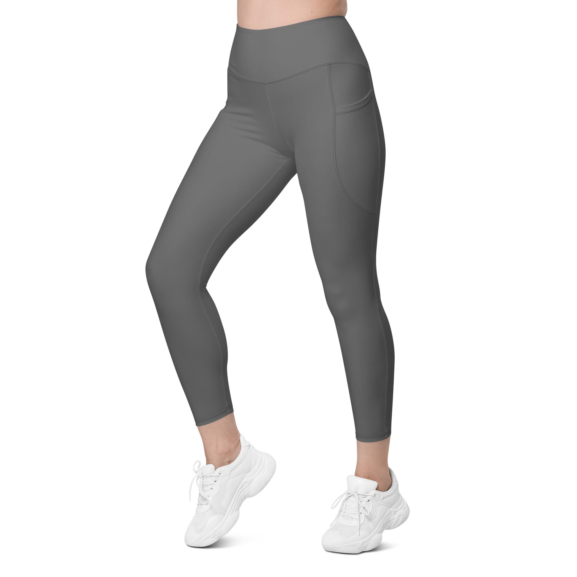 Grey High-Rise Leggings with pockets - Activewear Well