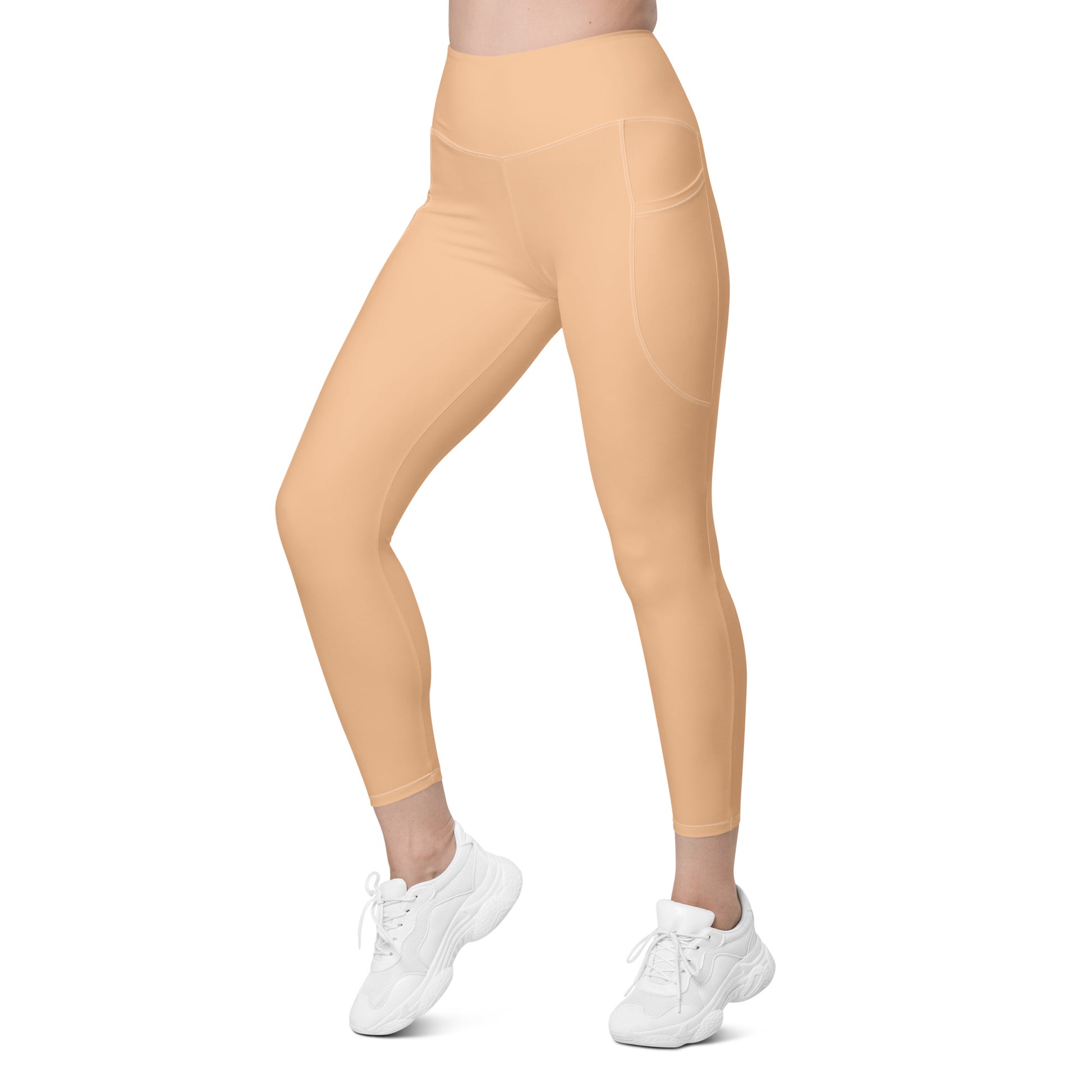Beige High-Rise Leggings with pockets - Activewear Well