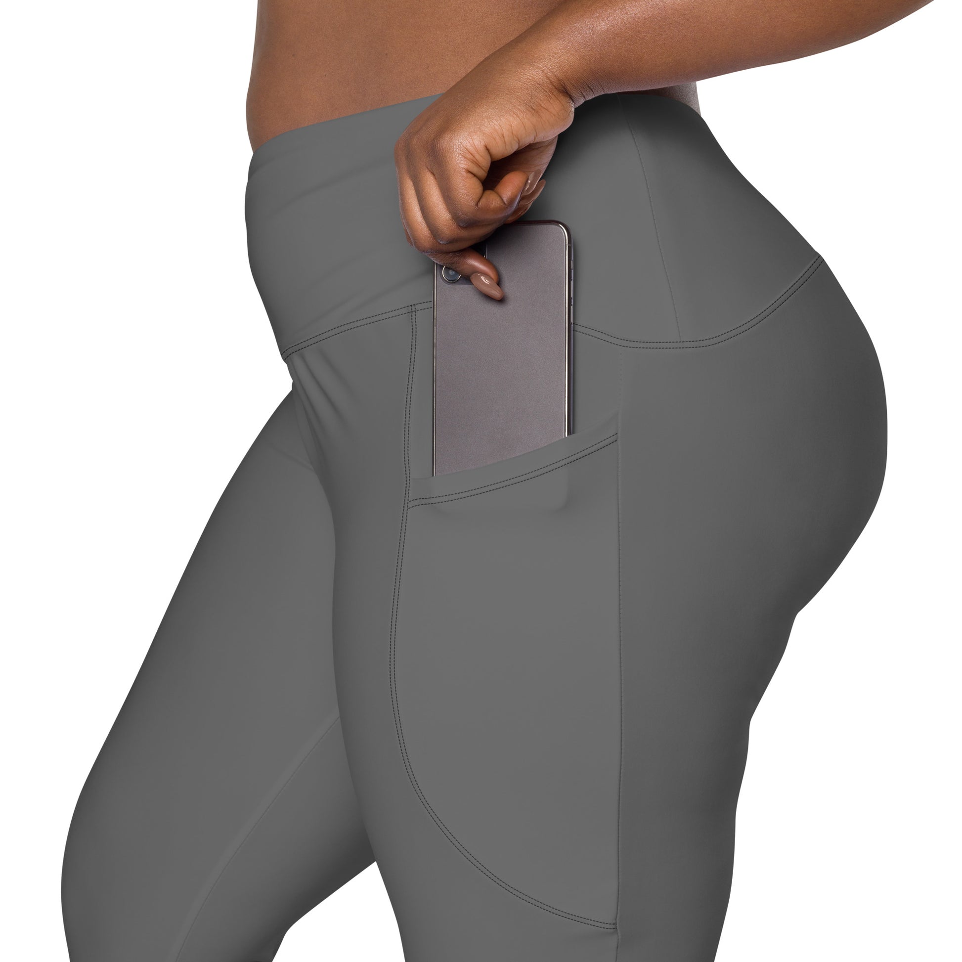 Grey High-Rise Leggings with pockets - Activewear Well