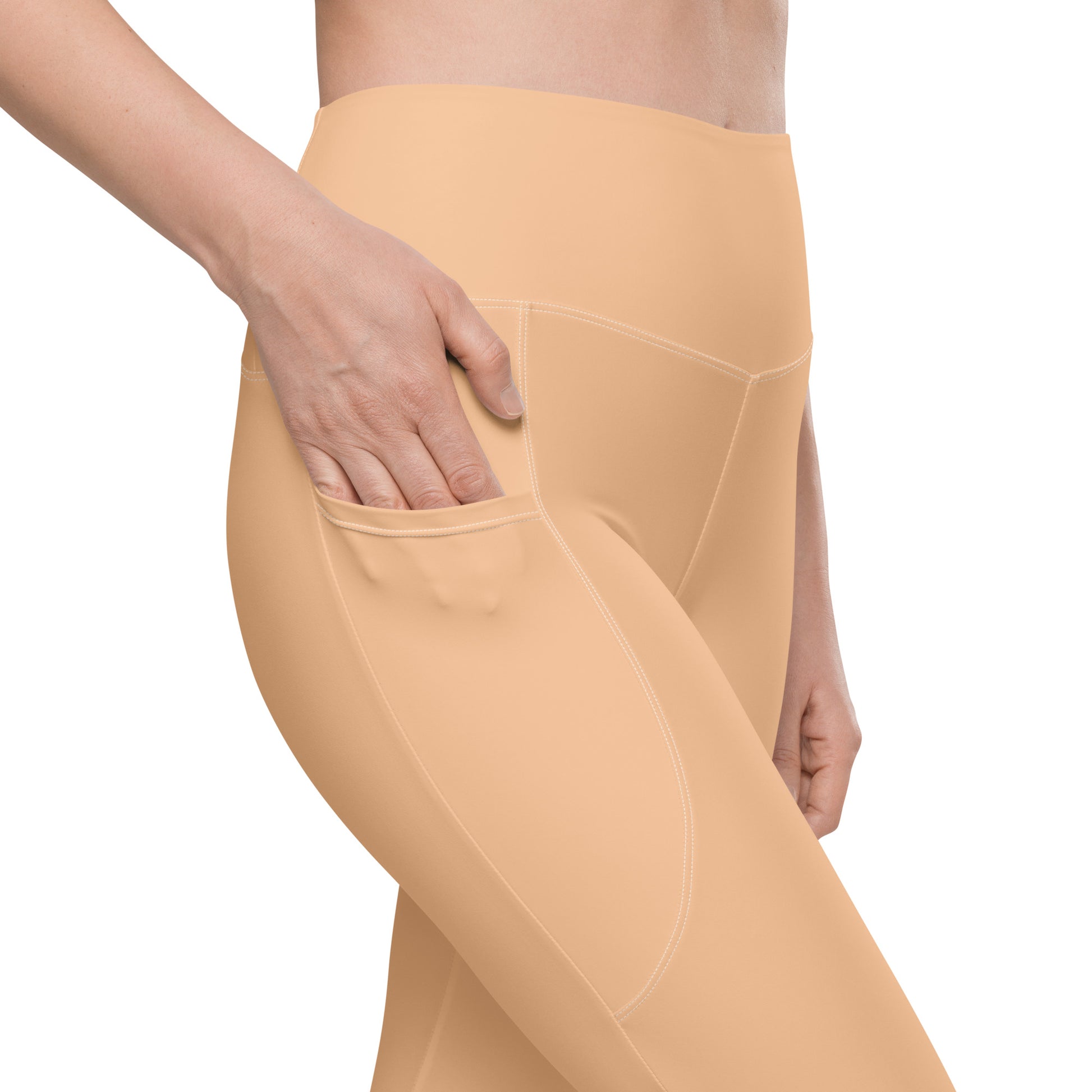 Beige High-Rise Leggings with pockets - Activewear Well