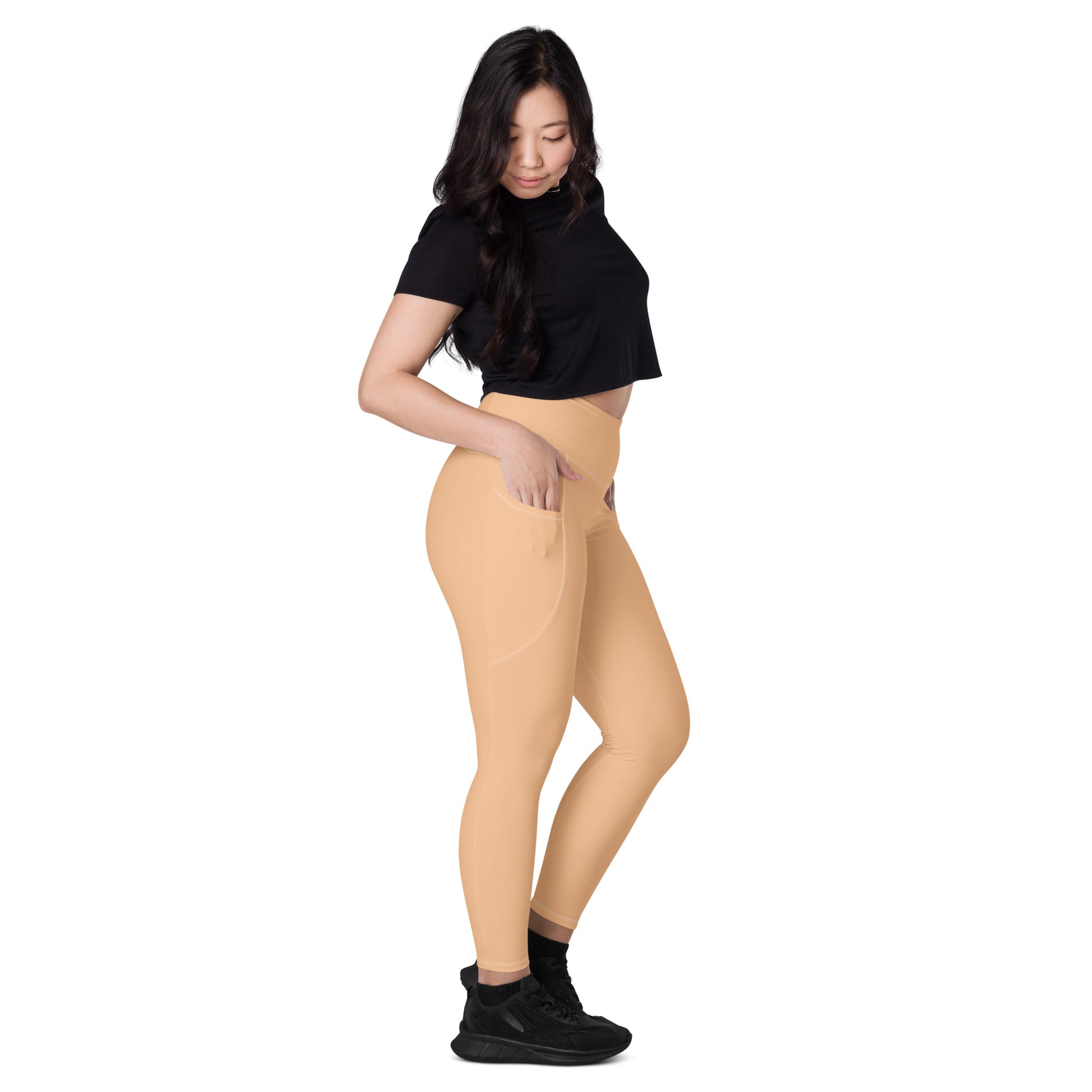 Beige High-Rise Leggings with pockets - Activewear Well