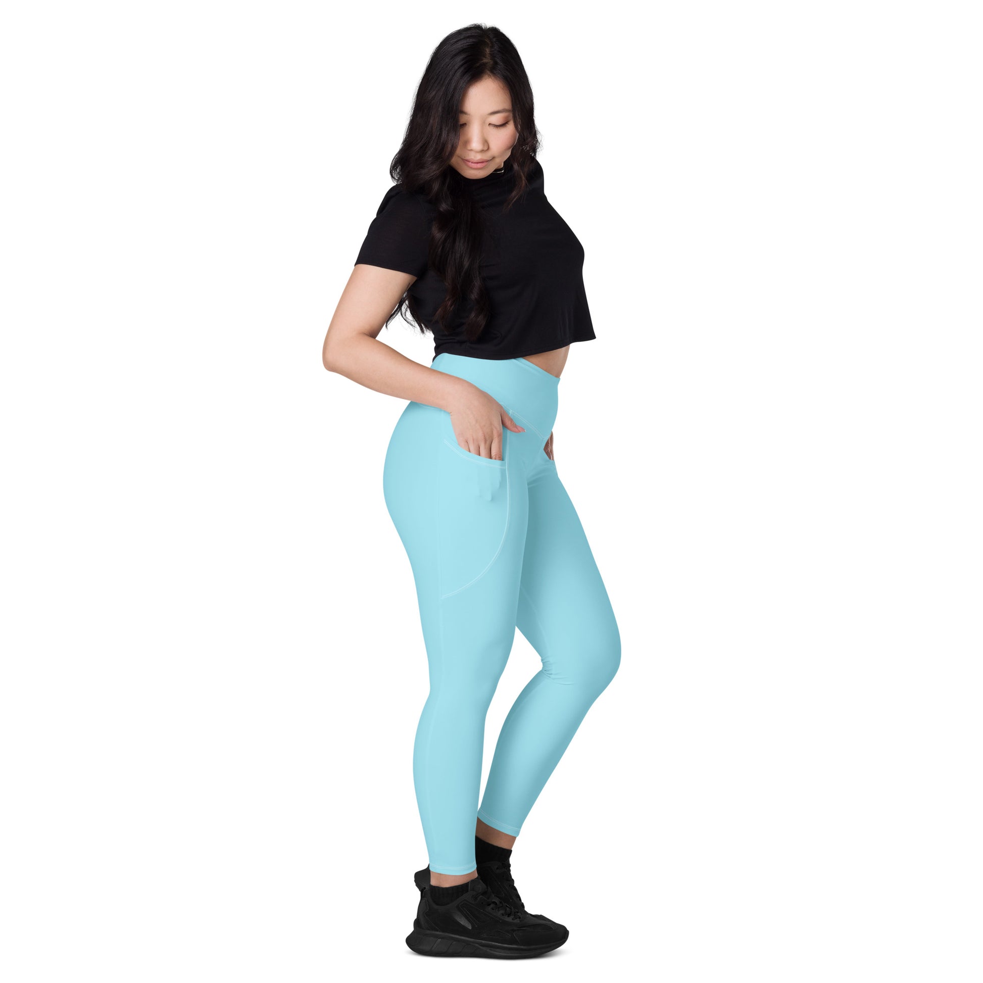 Blue high-Rise Leggings with pockets - Activewear Well