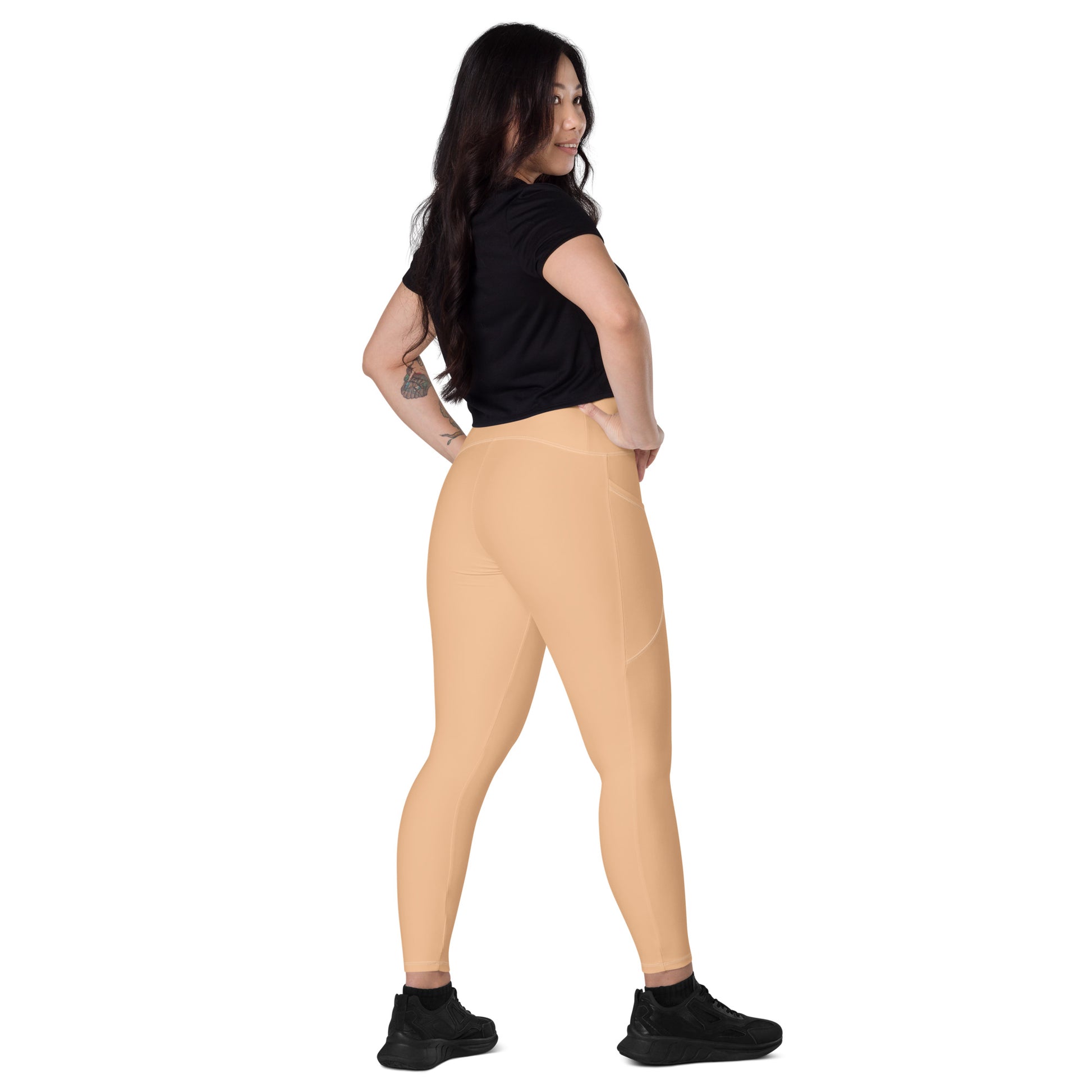 Beige High-Rise Leggings with pockets - Activewear Well