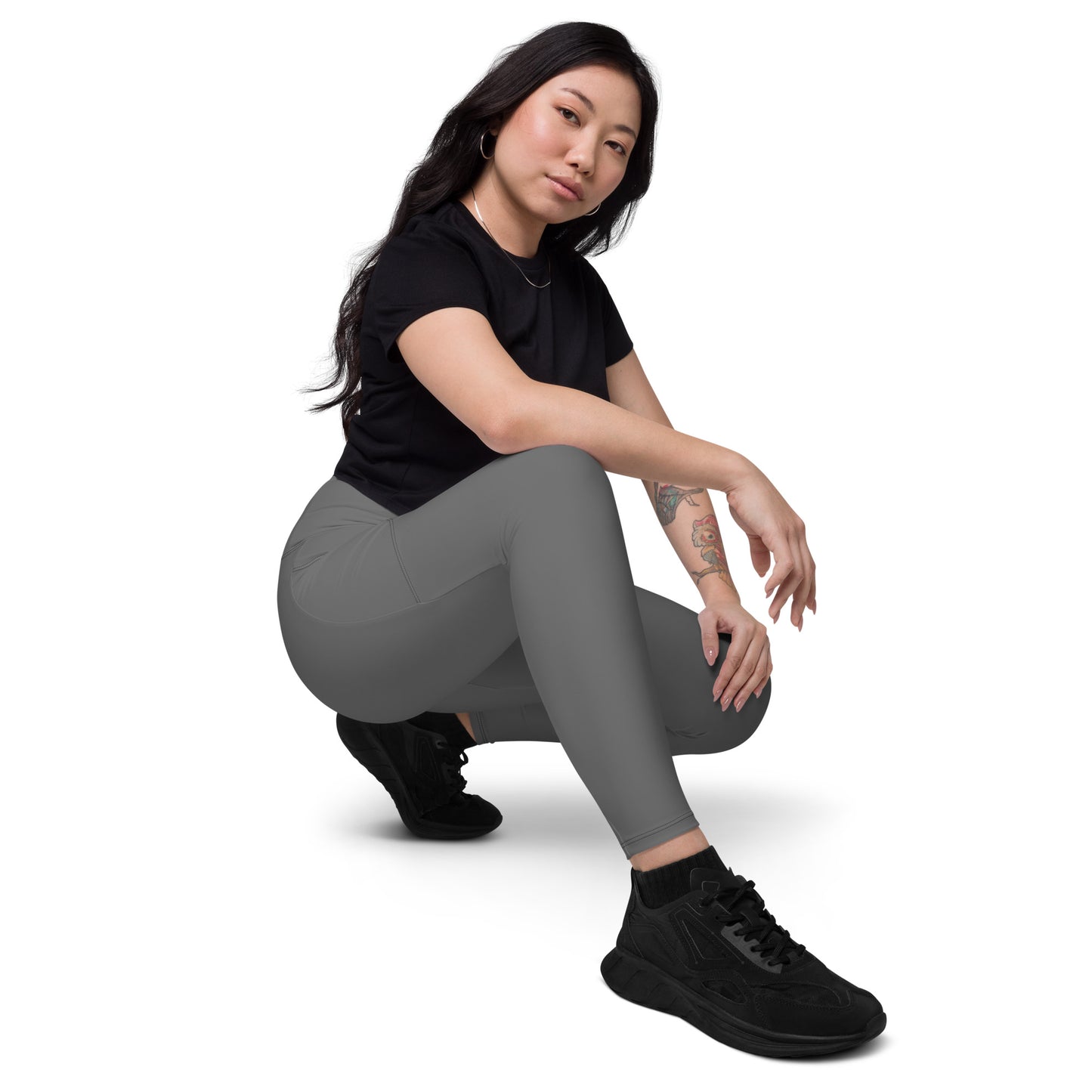 Grey High-Rise Leggings with pockets - Activewear Well