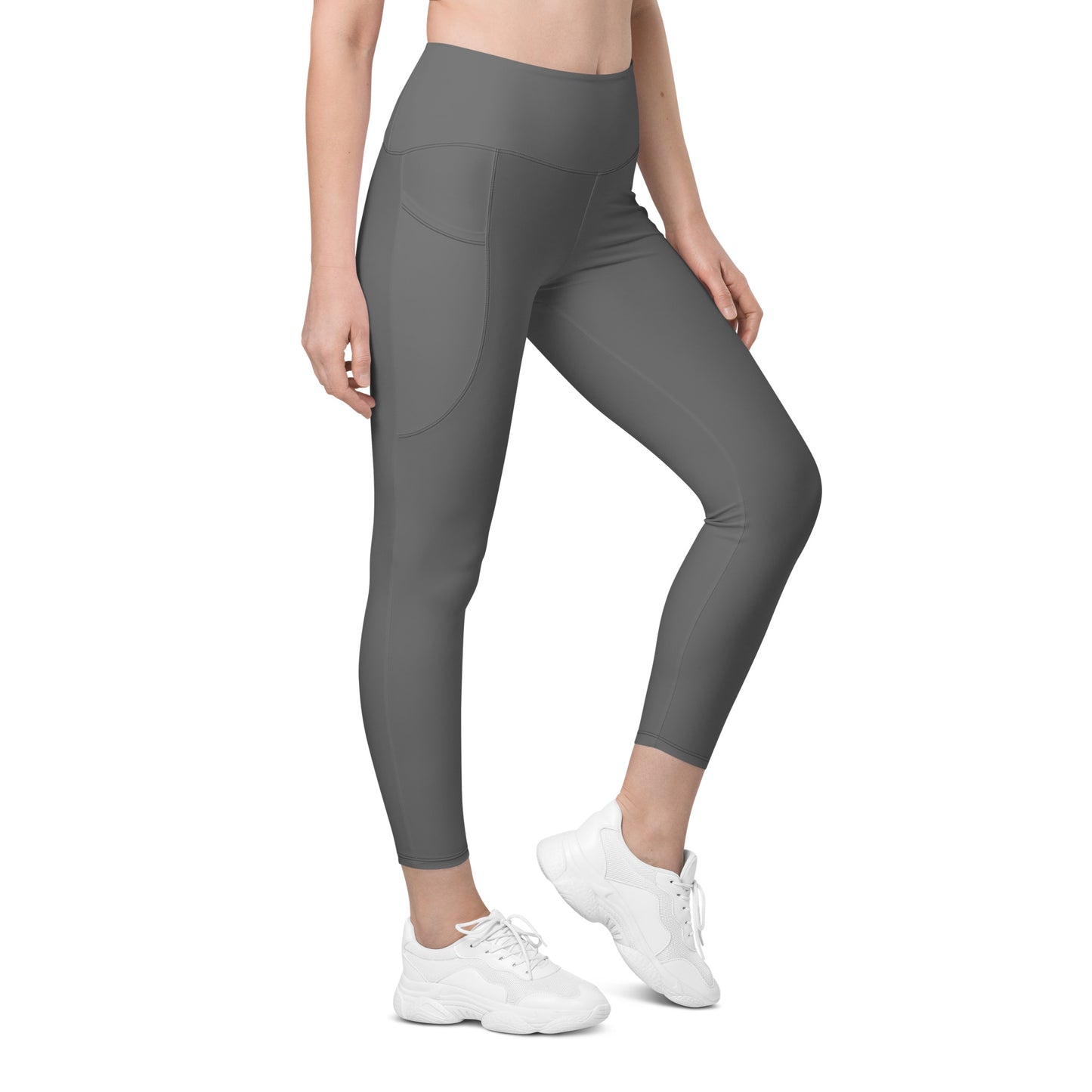 Grey High-Rise Leggings with pockets - Activewear Well