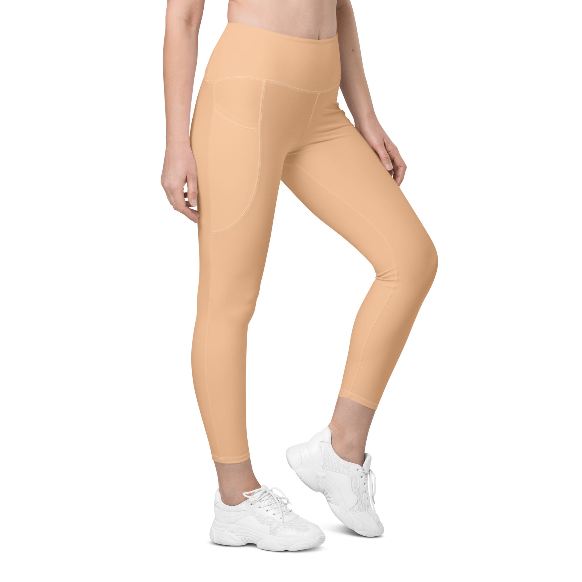 Beige High-Rise Leggings with pockets - Activewear Well
