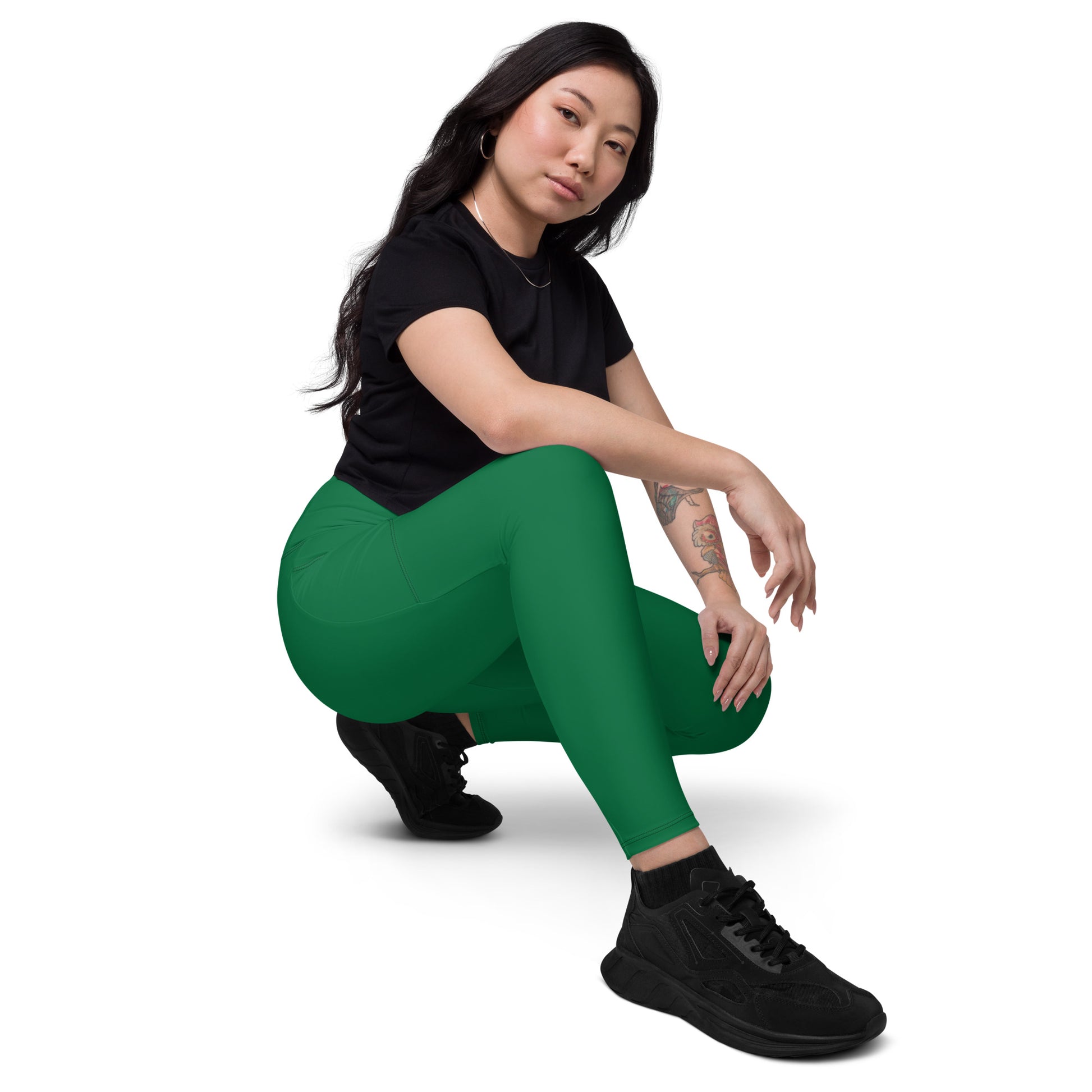 Green High-Rise Leggings with pockets - Activewear Well
