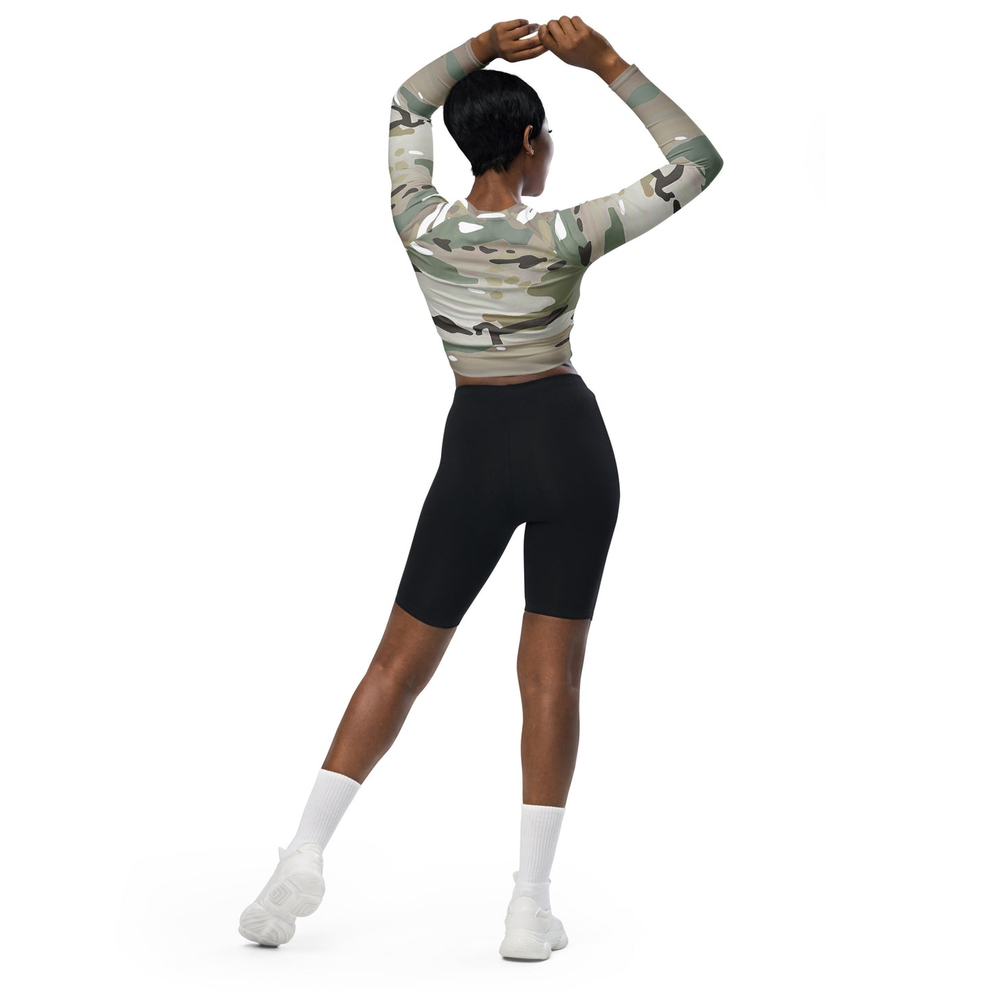 Desert Camo Long-Sleeve Crop Top - Activewear Well