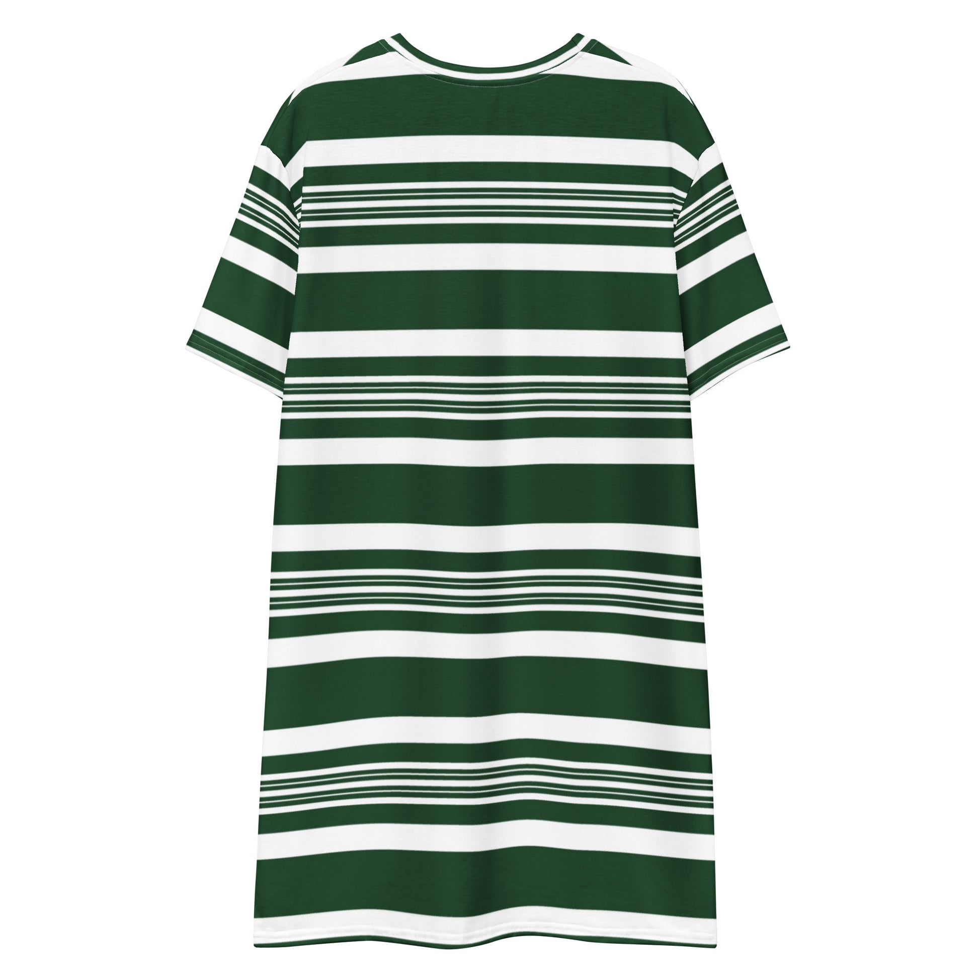 Green Striped Casual T-Shirt Dress Activewear Well Green Striped Casual T-Shirt Dress Activewear Well