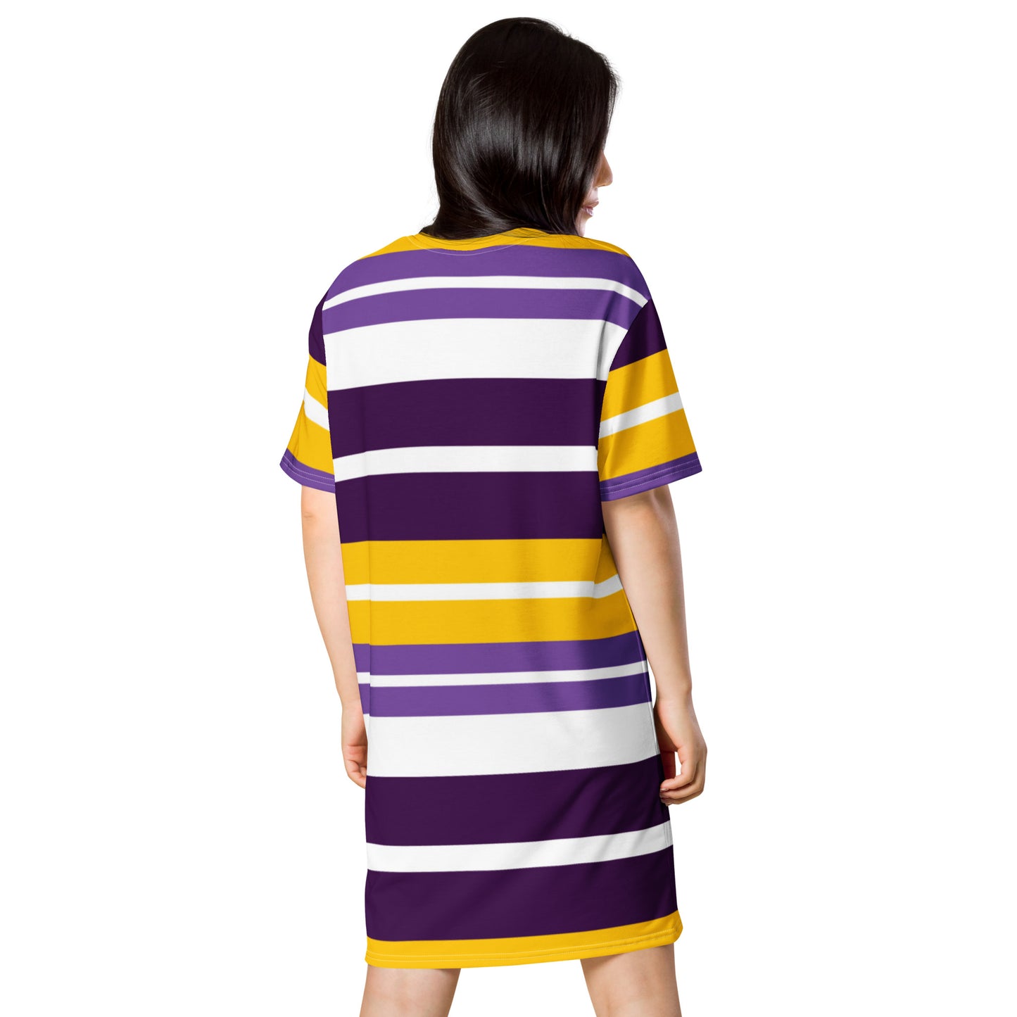 Women.s Purple Striped T-Shirt Dress - Activewear Well