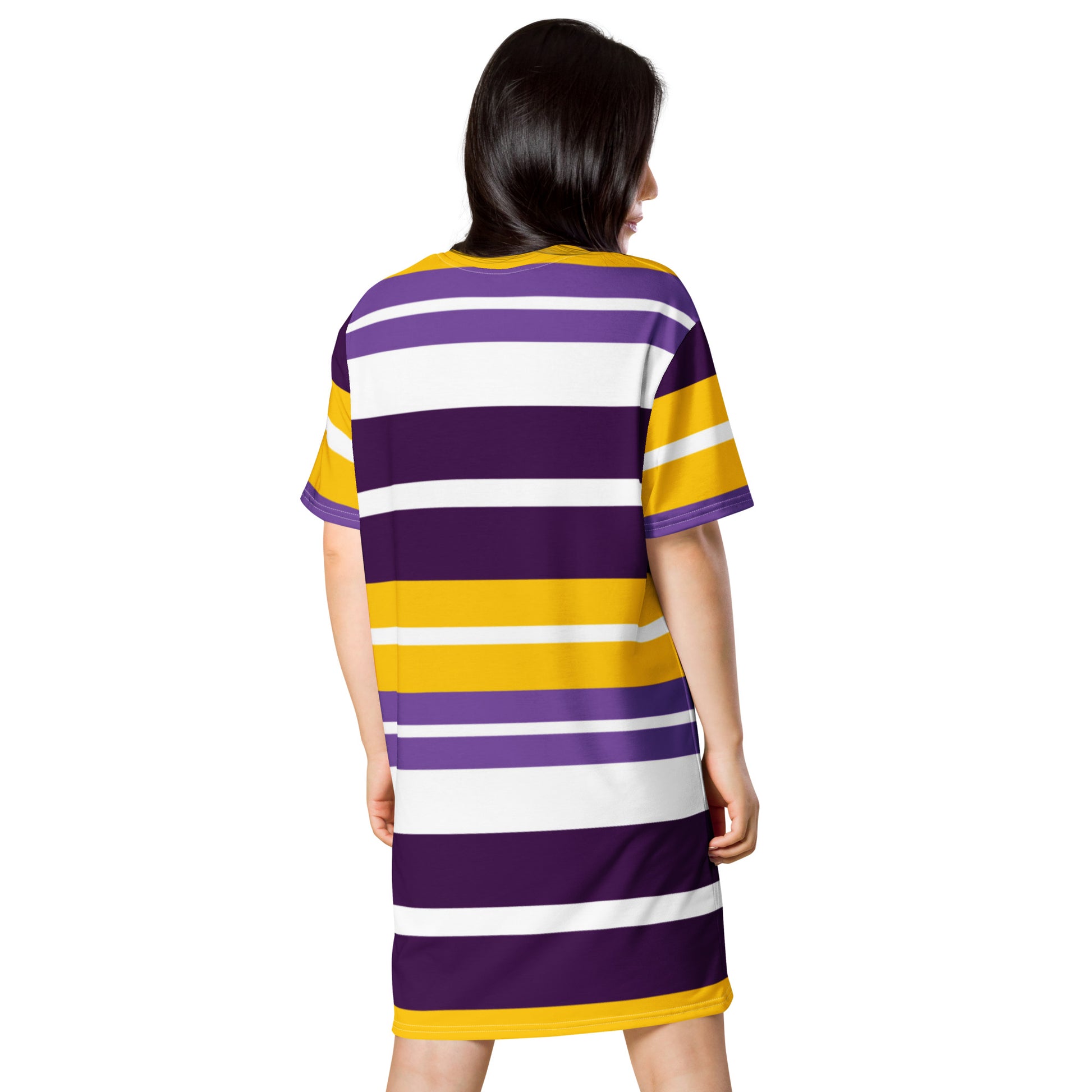 Women.s Purple Striped T-Shirt Dress - Activewear Well